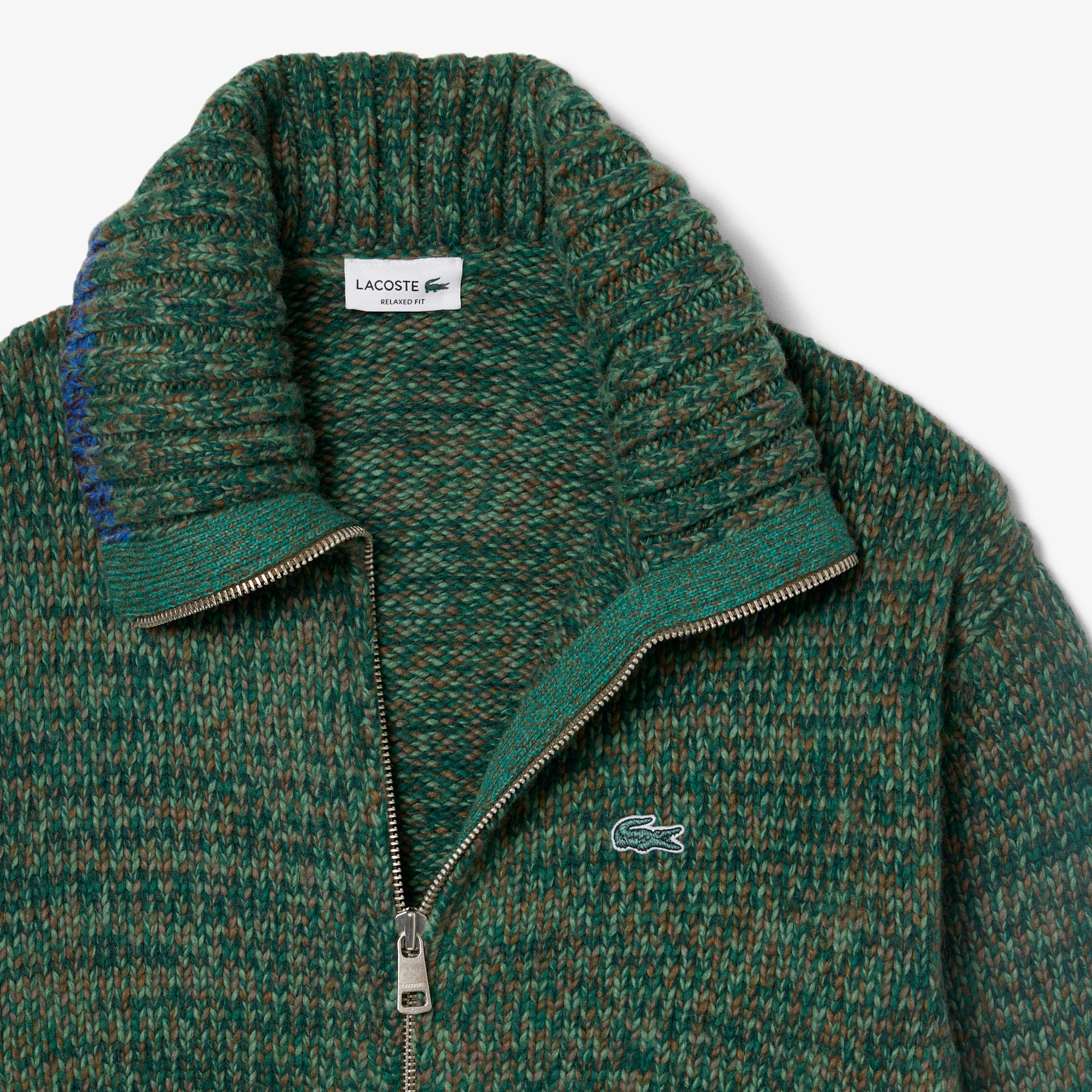 ミックスカラーローゲージニットジップセーター