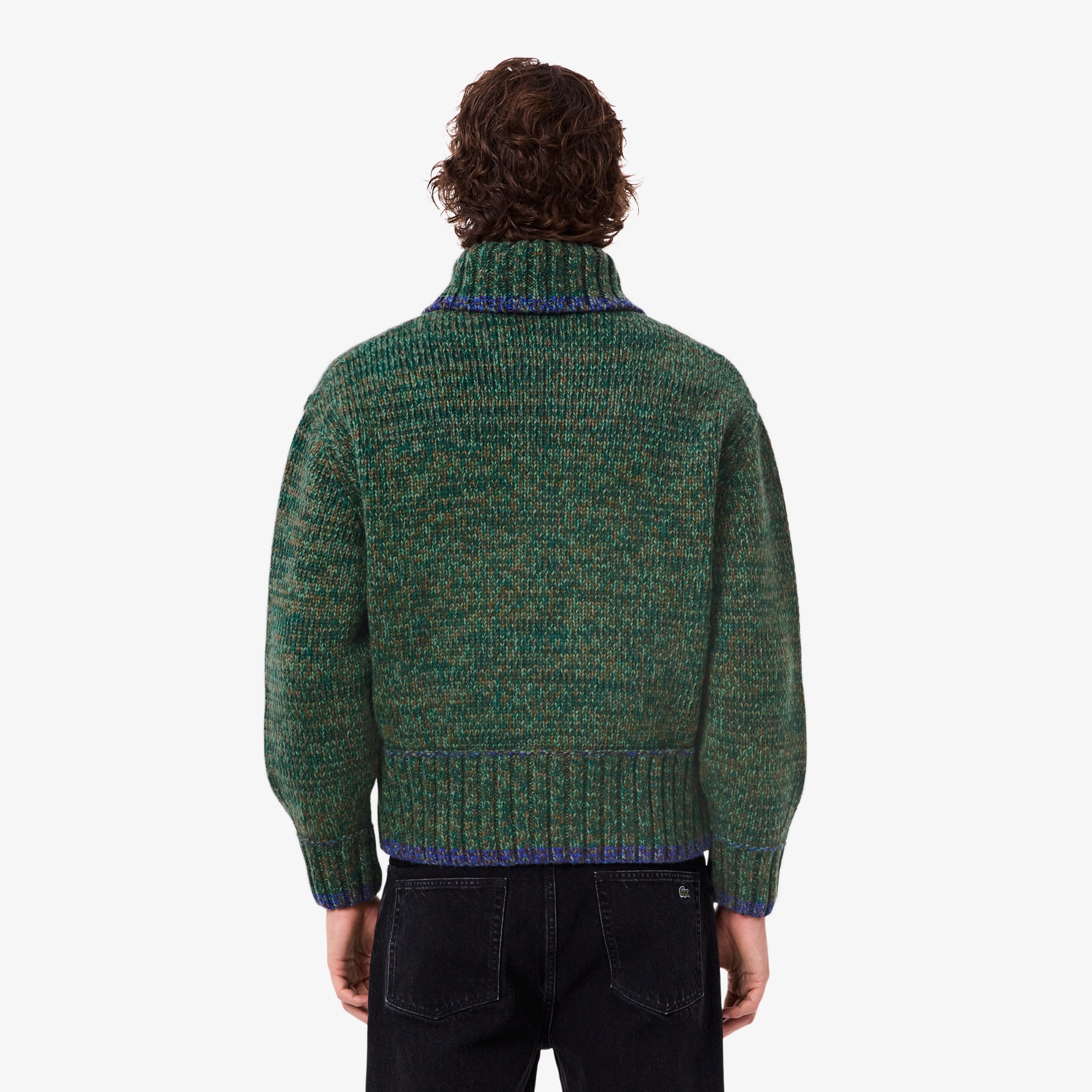 ミックスカラーローゲージニットジップセーター