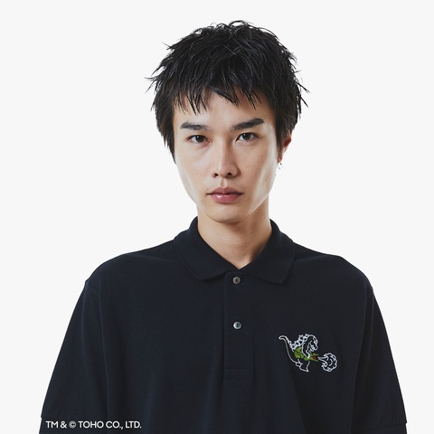 LACOSTE ゴジラ刺繍 ブラックポロシャツ 限定ノベルティ付き