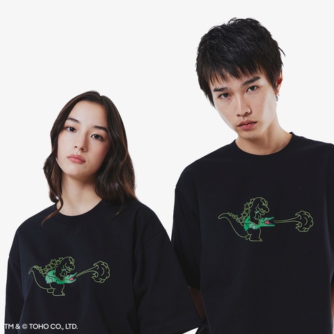 LACOSTE ゴジラプリント Tシャツ ブラック　4 Godzilla + Lacoste - My Lacoste Art Program Vol.9 - ラコステ