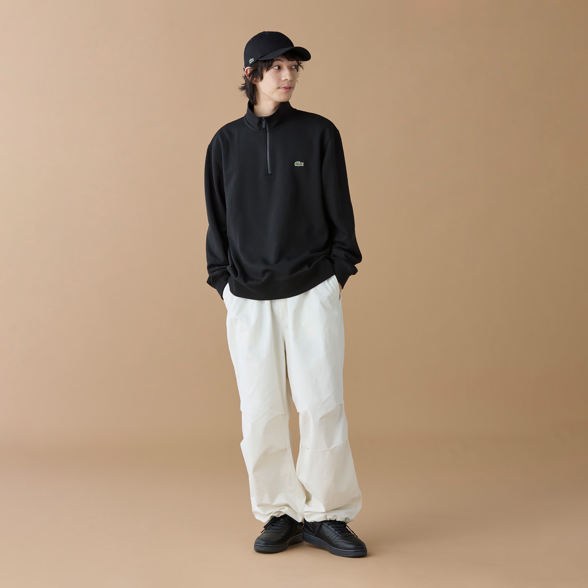 ハイネックハーフジップスウェット