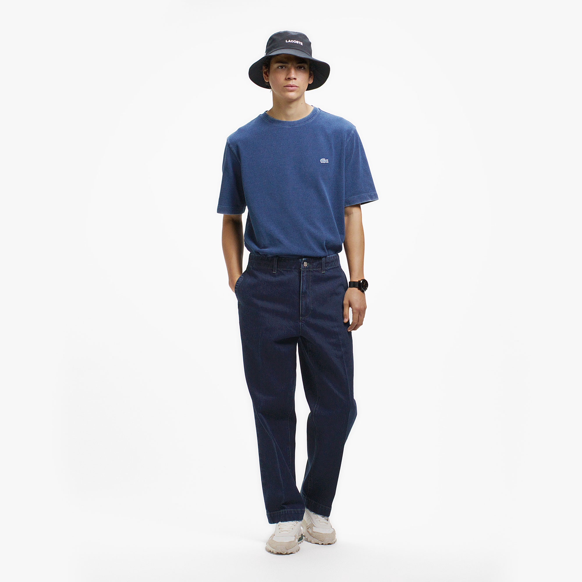 プリーツエフェクトデニム ワークパンツ