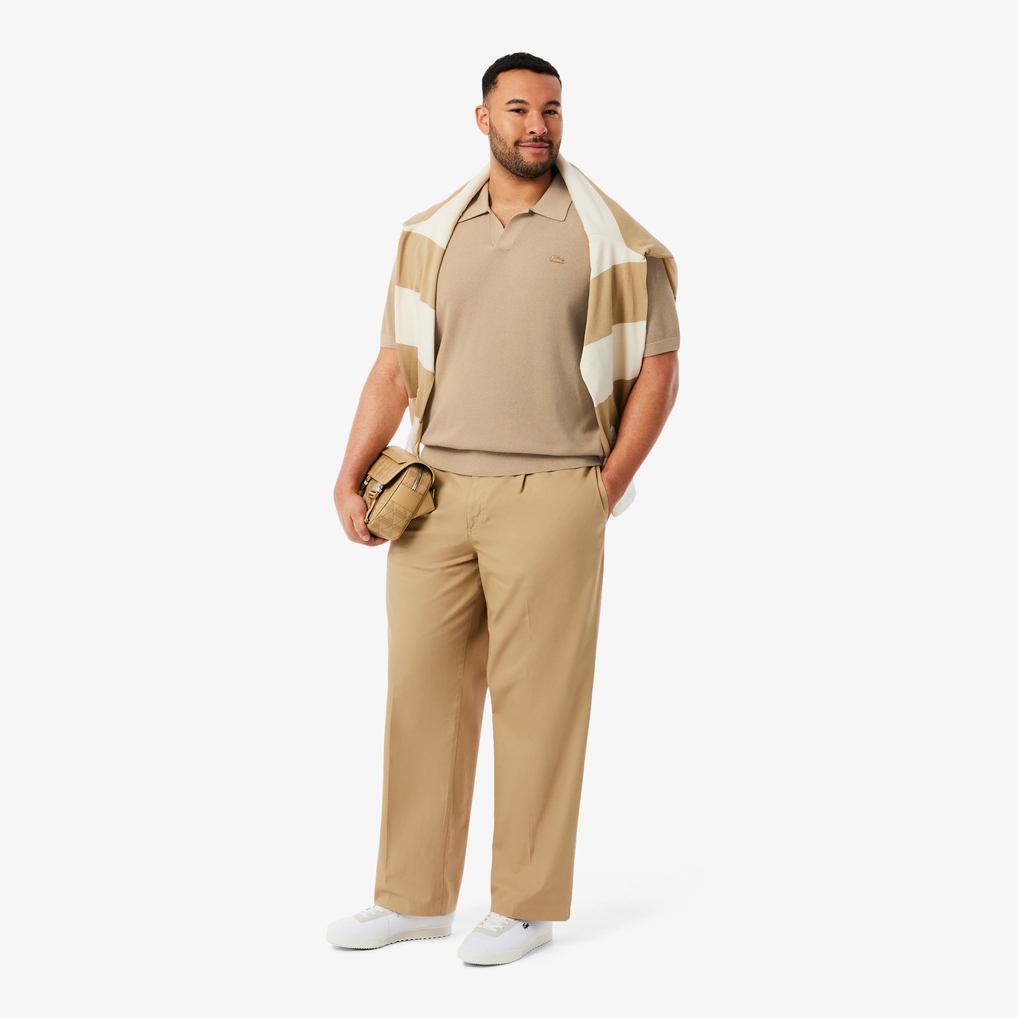 オープンカラーワッフルニット