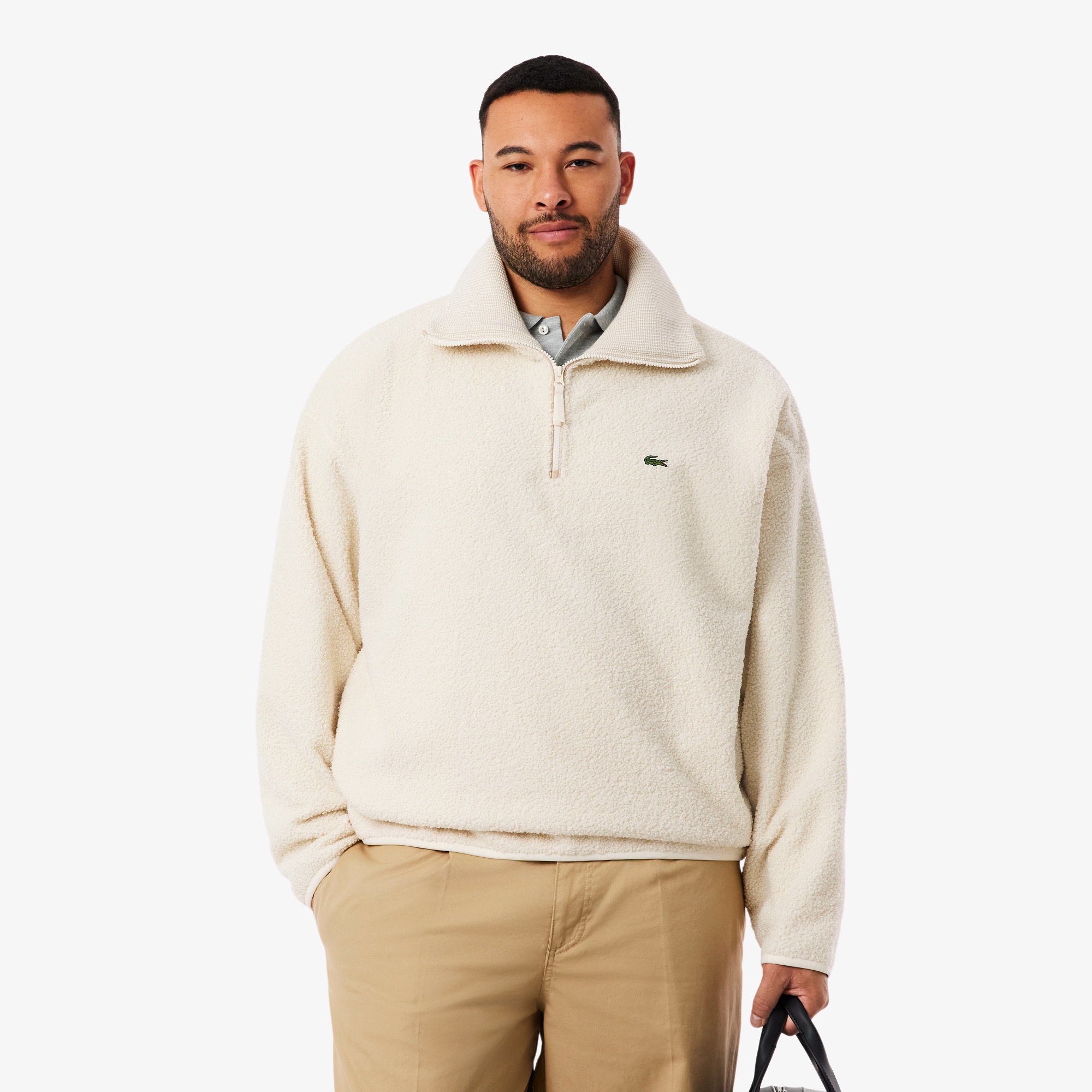 ハイネックハーフジップブークレフリース