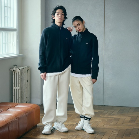 ラコステ メンズ ハイネックフルジップニットセーター AH5181 ハイネックフルジップニットセーター AH5181 - ラコステ（LACOSTE