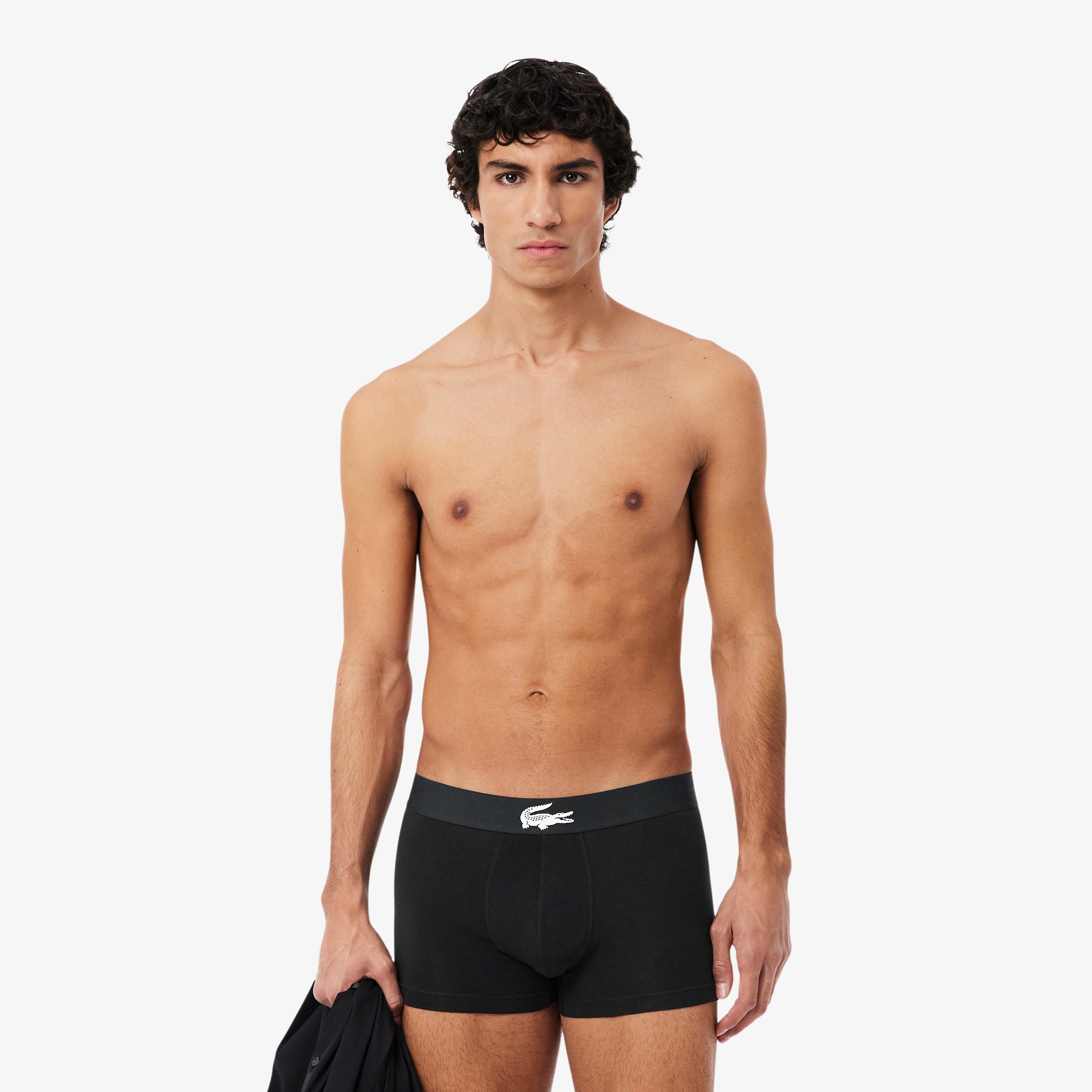 コントラストワニロゴウエストバンドストレッチジャージトランクショーツ 3P