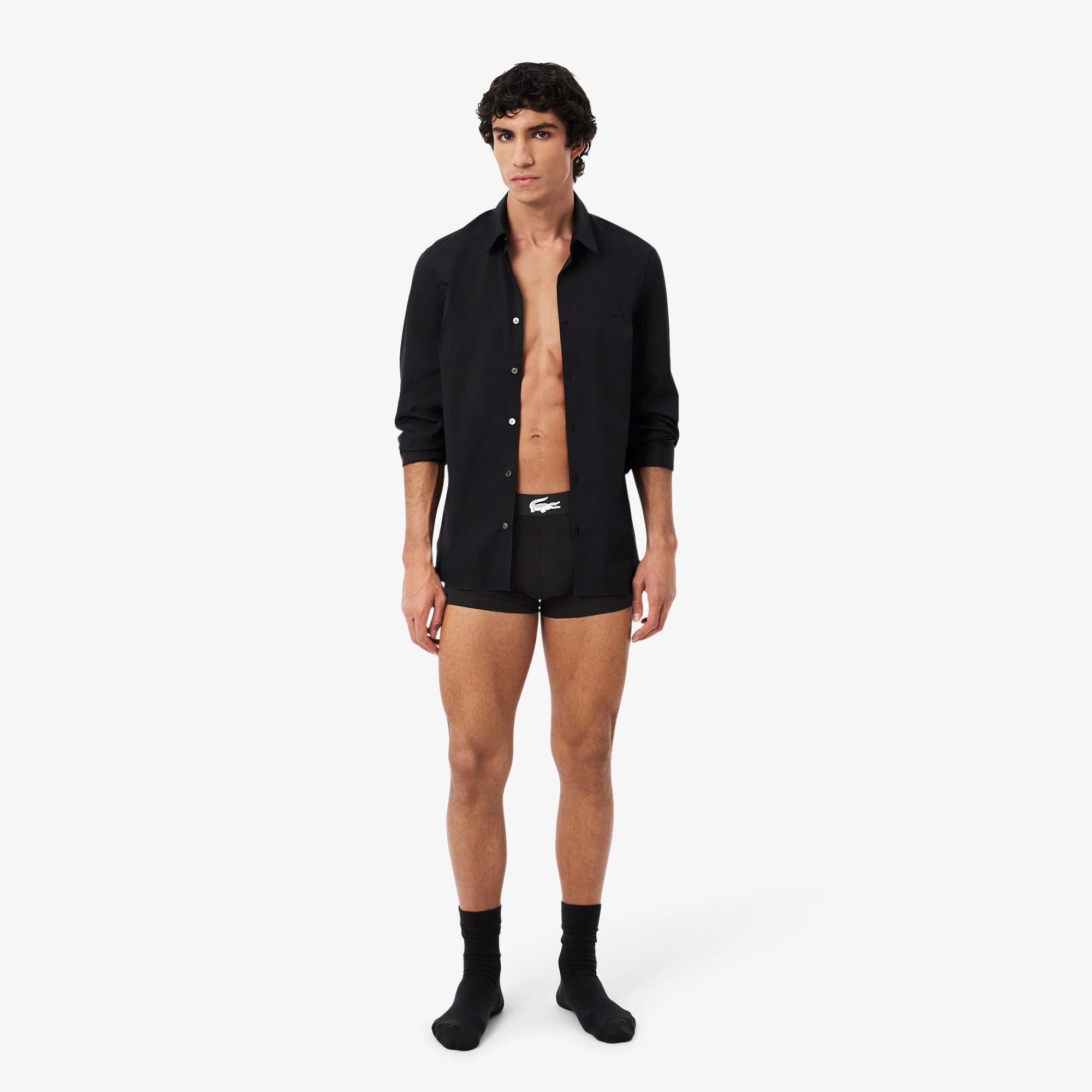 コントラストワニロゴウエストバンドストレッチジャージトランクショーツ 3P