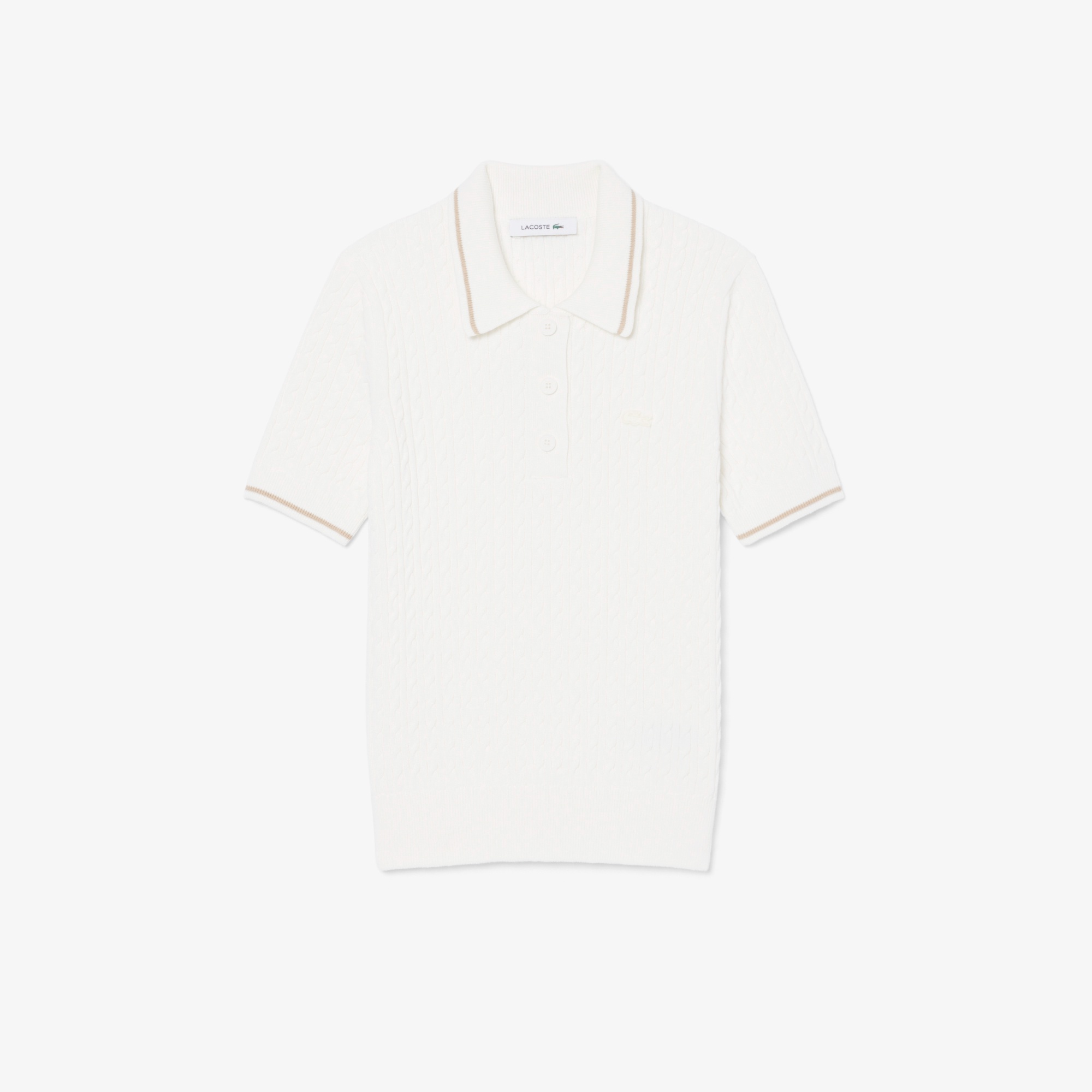 ケーブルニットポロシャツ