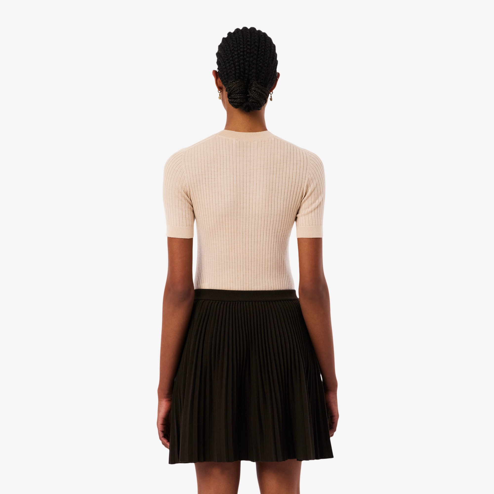 3Dニッティングショートスリーブメリノウールセーター