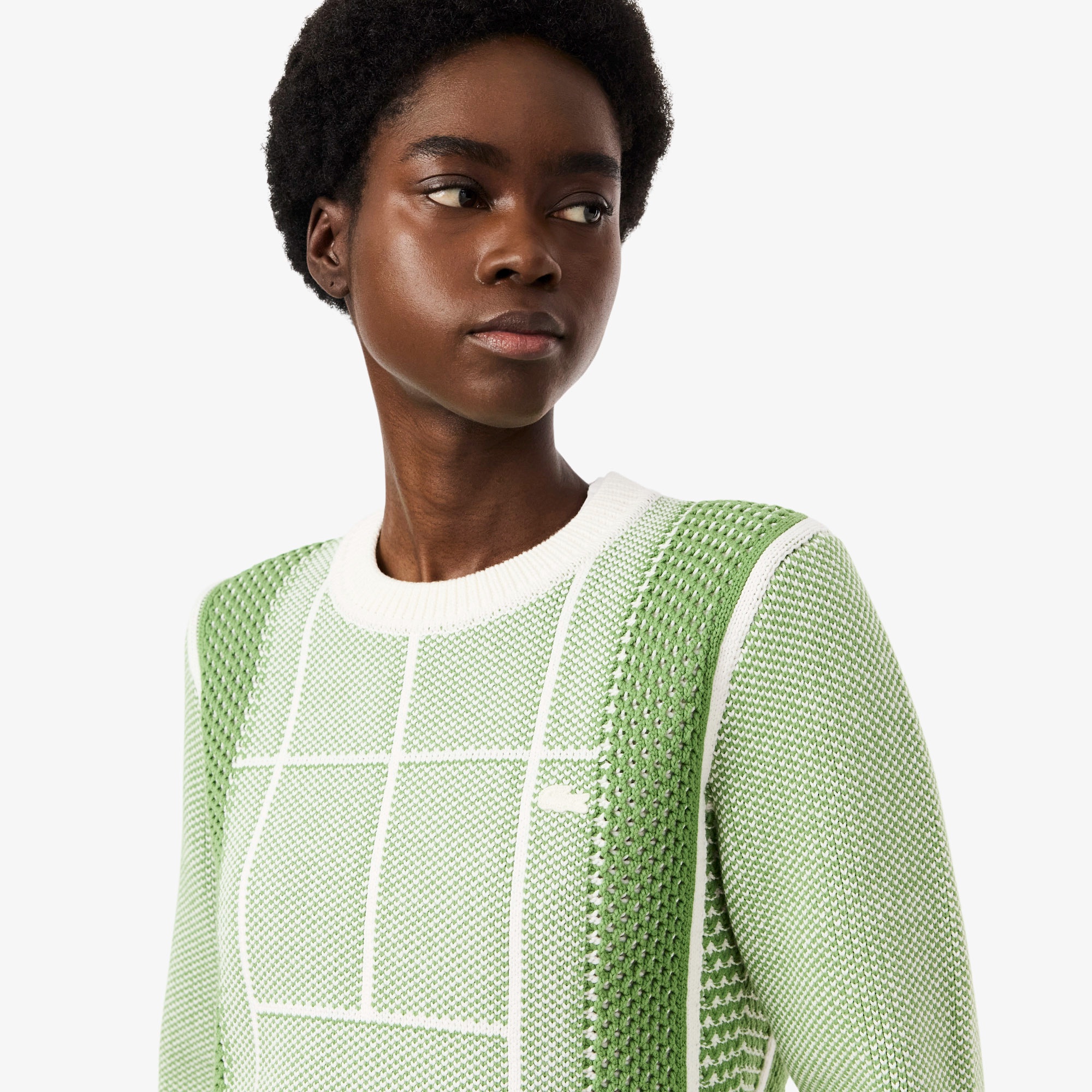 テニスコートモチーフ ジャカードニットセーター