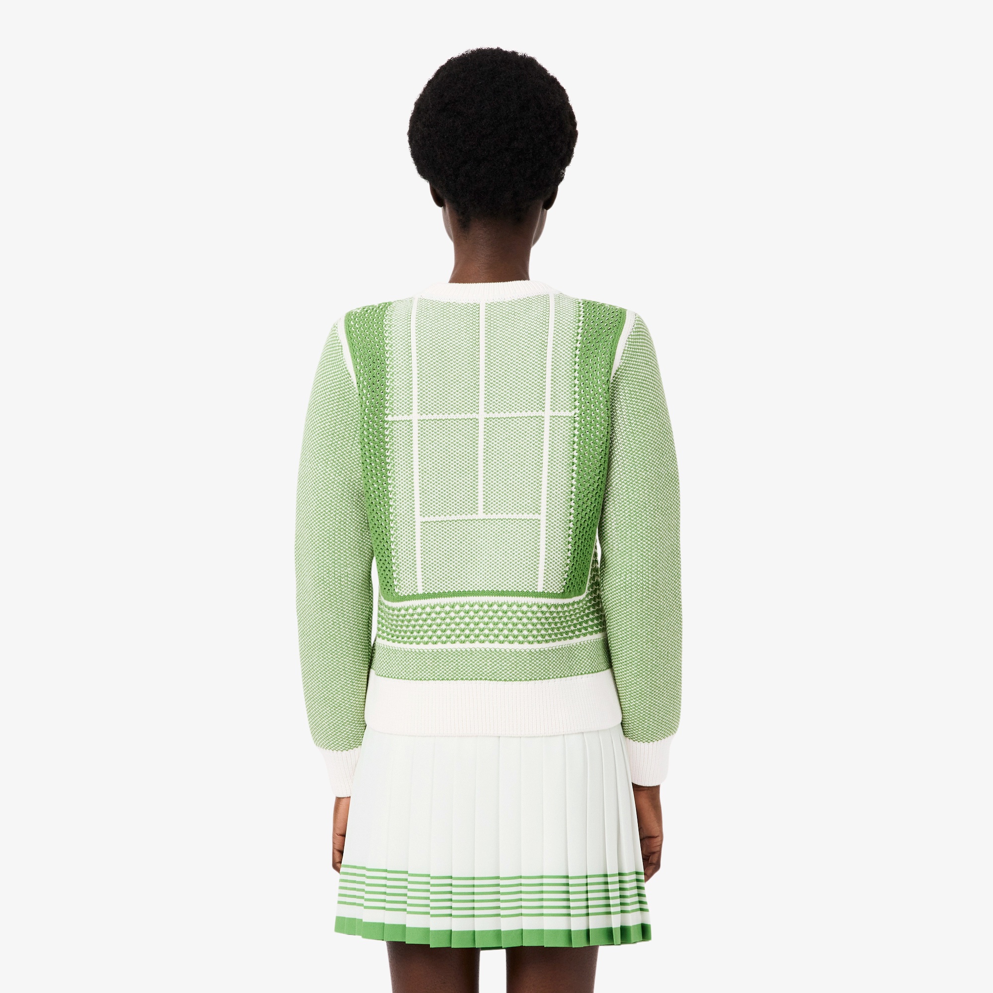 テニスコートモチーフ ジャカードニットセーター