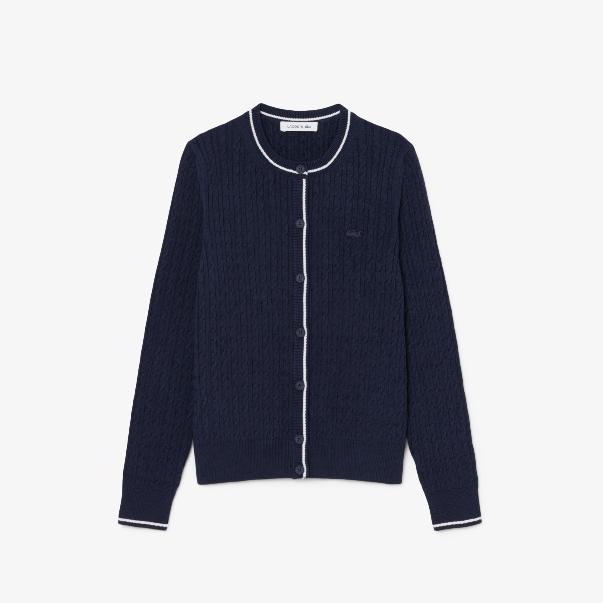 ライン入りケーブルニットカーディガン