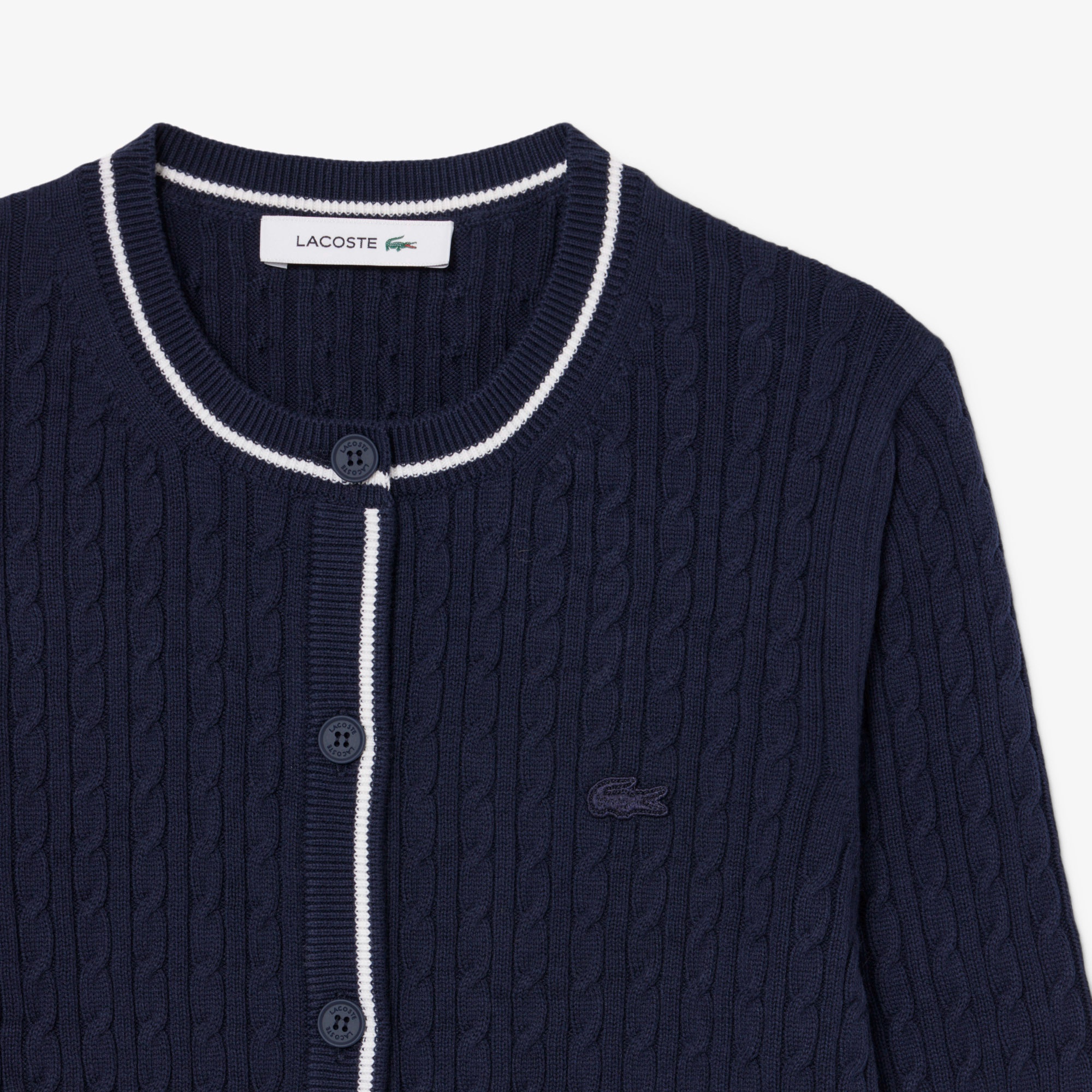 ライン入りケーブルニットカーディガン