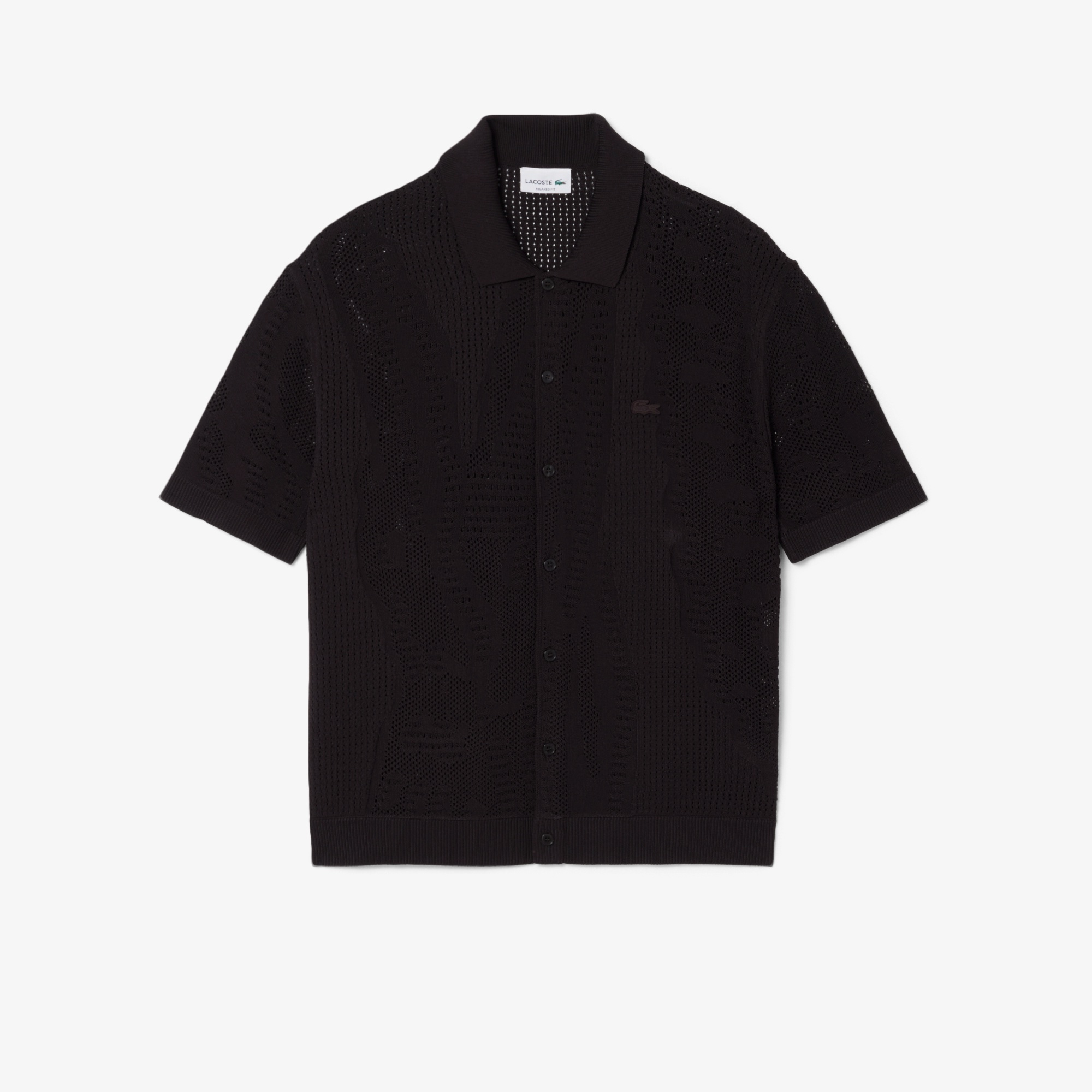 レースニットワニロゴモチーフシャツ