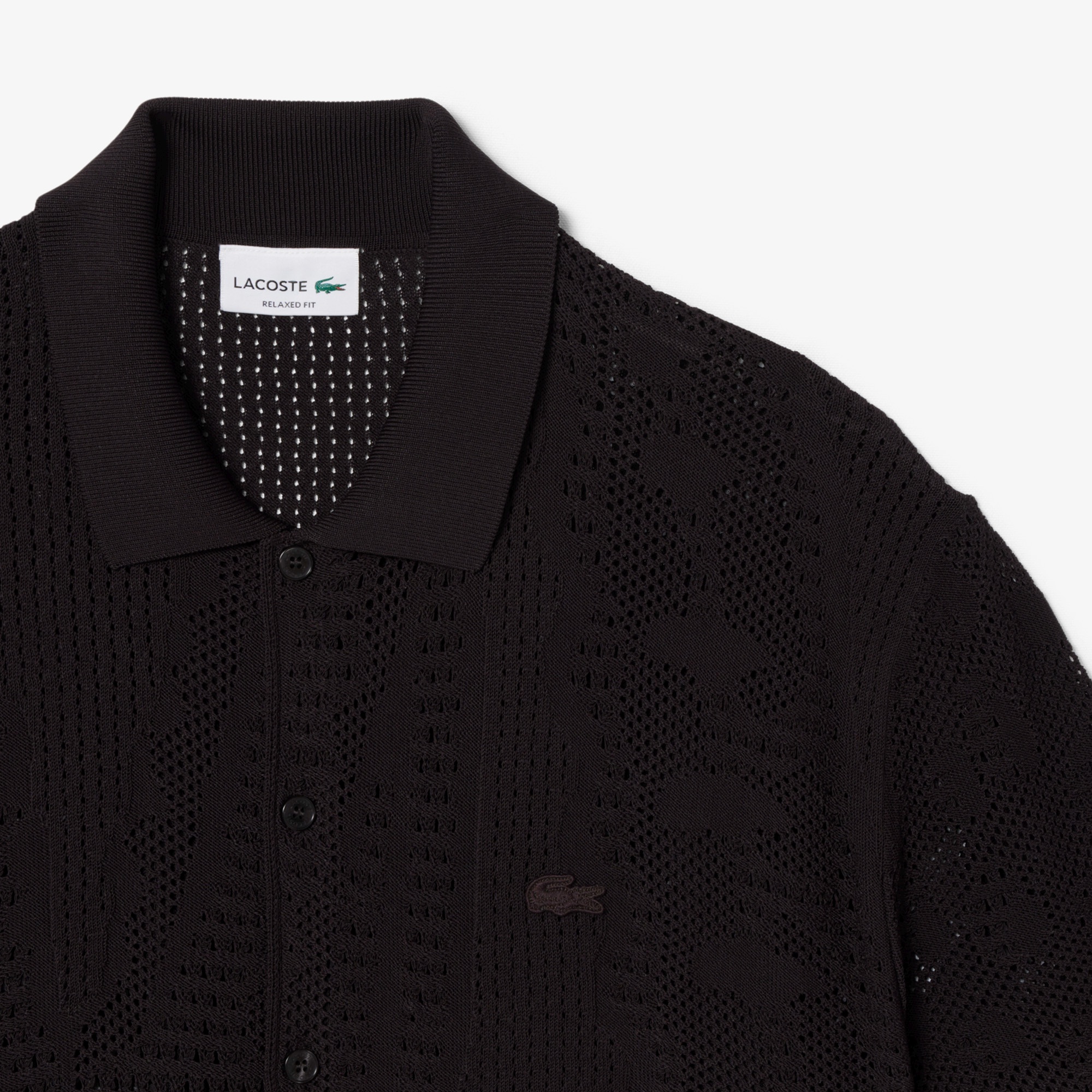 レースニットワニロゴモチーフシャツ