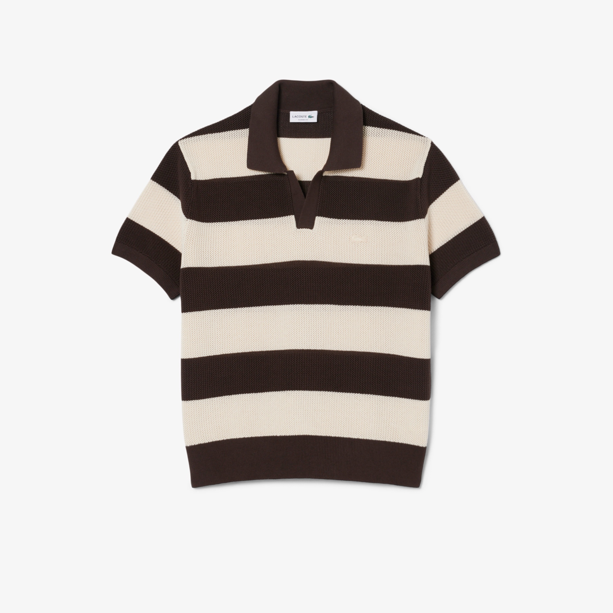 ボーダーメッシュニットスキッパーポロシャツ