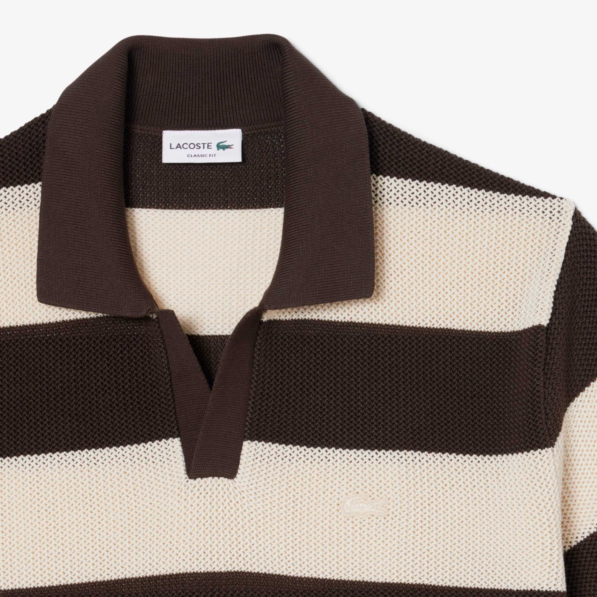 ボーダーメッシュニットスキッパーポロシャツ