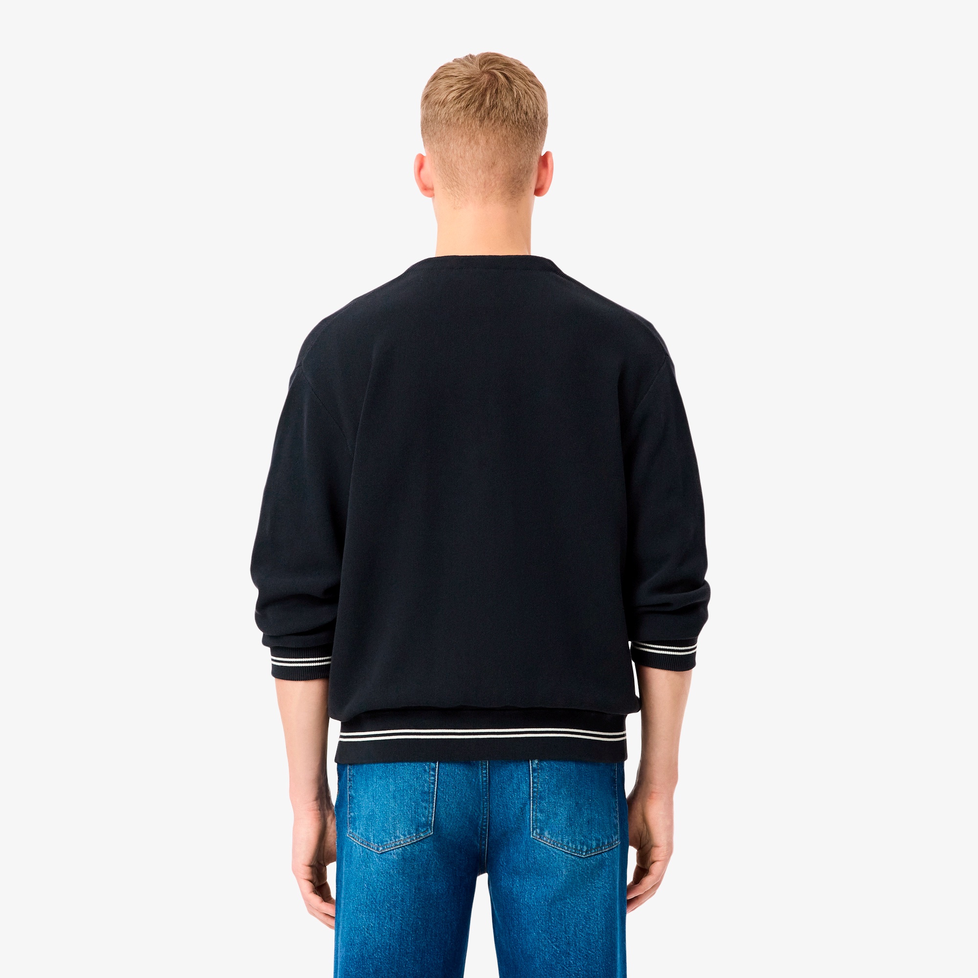 リブニットステッチコットンニットカーディガン