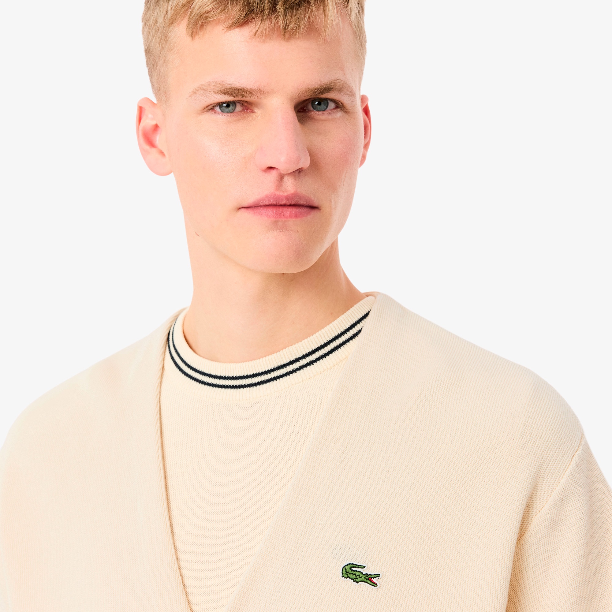 リブニットステッチコットンニットカーディガン