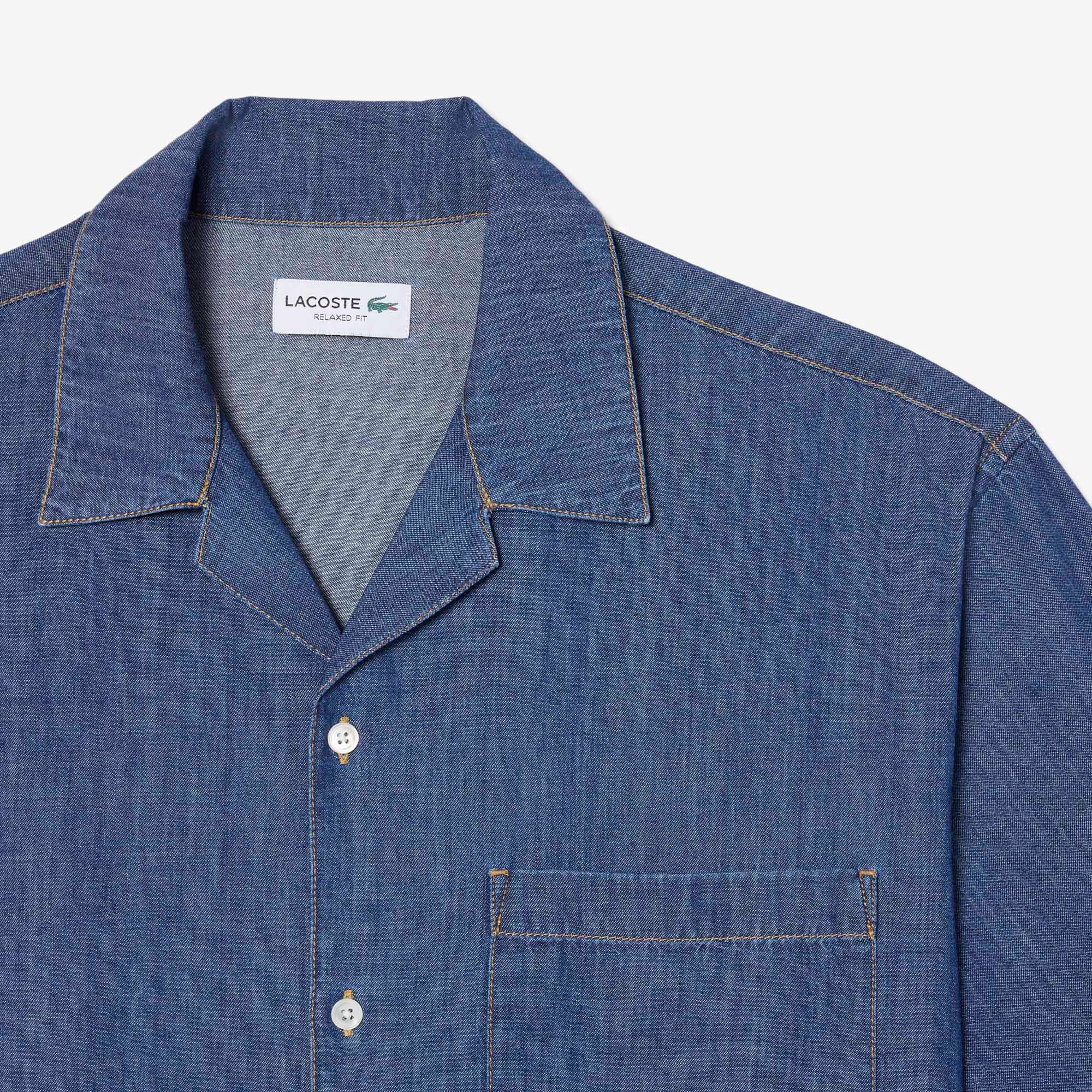 オープンカラーデニムシャツ