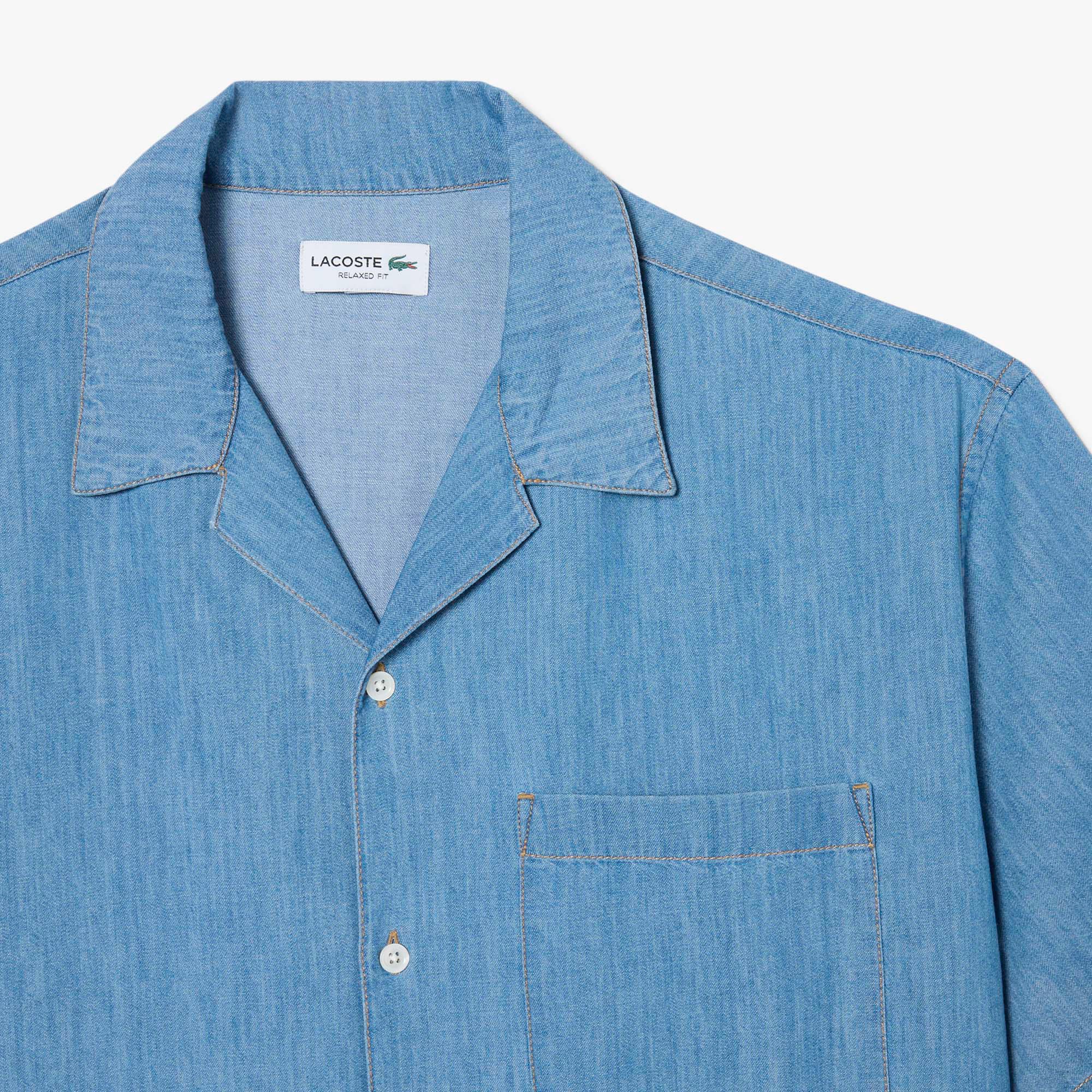 オープンカラーデニムシャツ