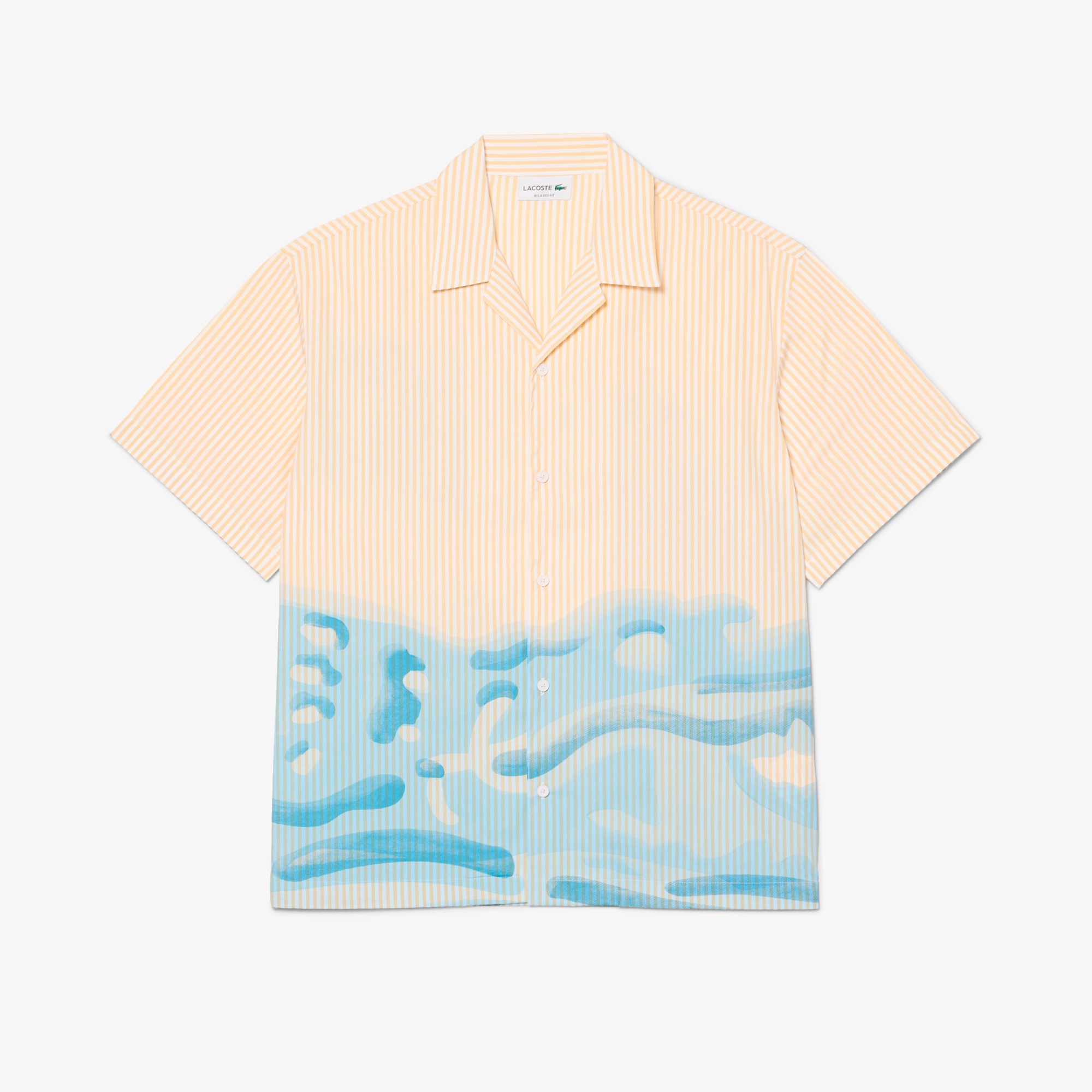 ストライプ&ワニグラフィック オープンカラーシャツ