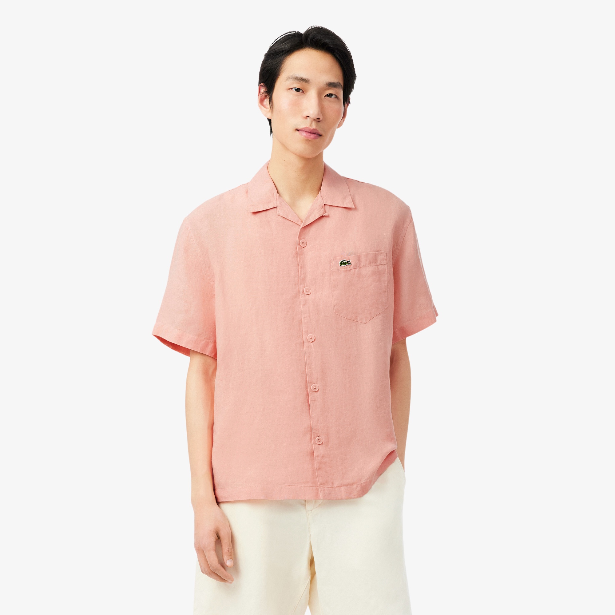 リネンオープンカラーシャツ