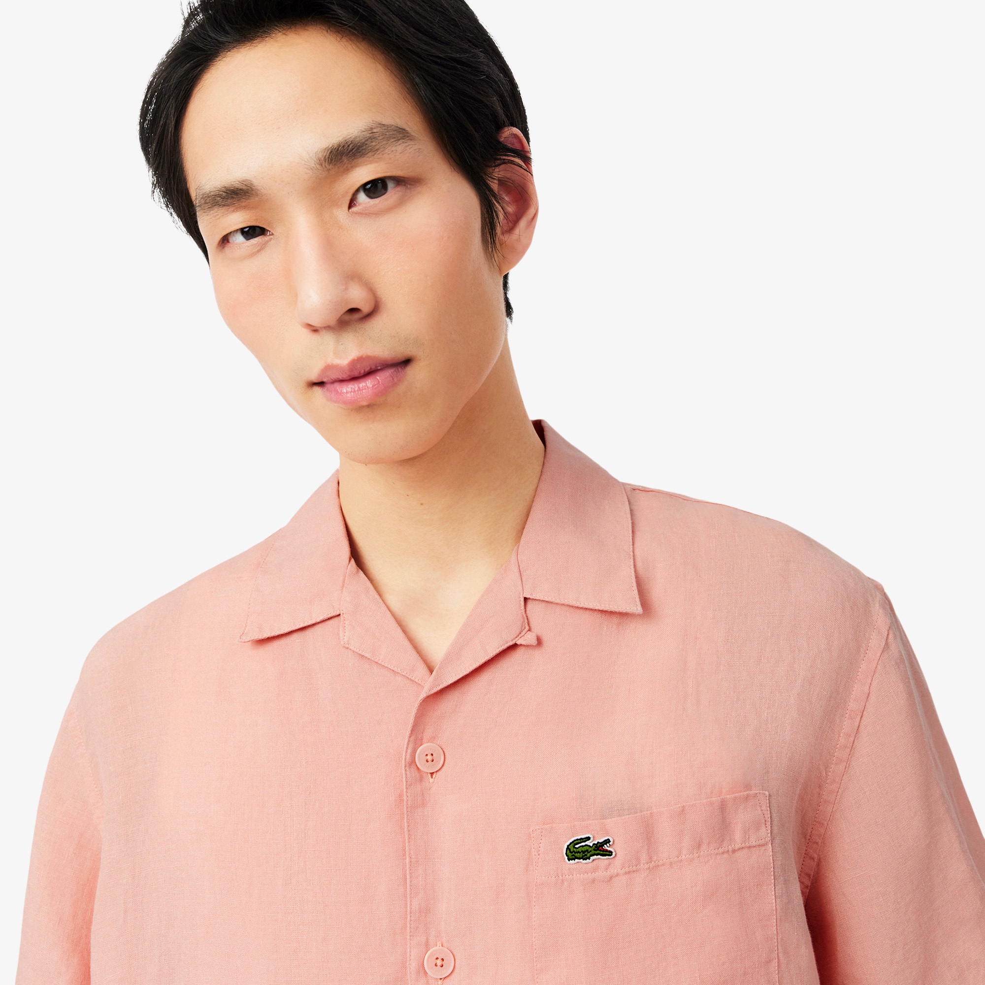 リネンオープンカラーシャツ