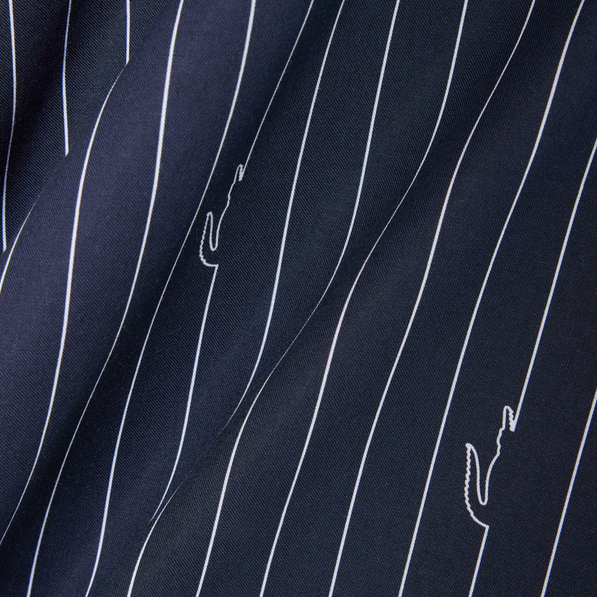 チョークストライププリントツイルオープンカラーシャツ