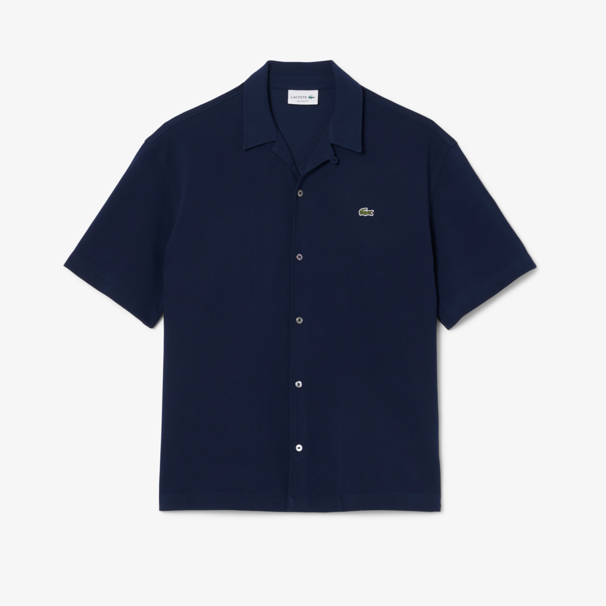 鹿の子地オープンカラーシャツ