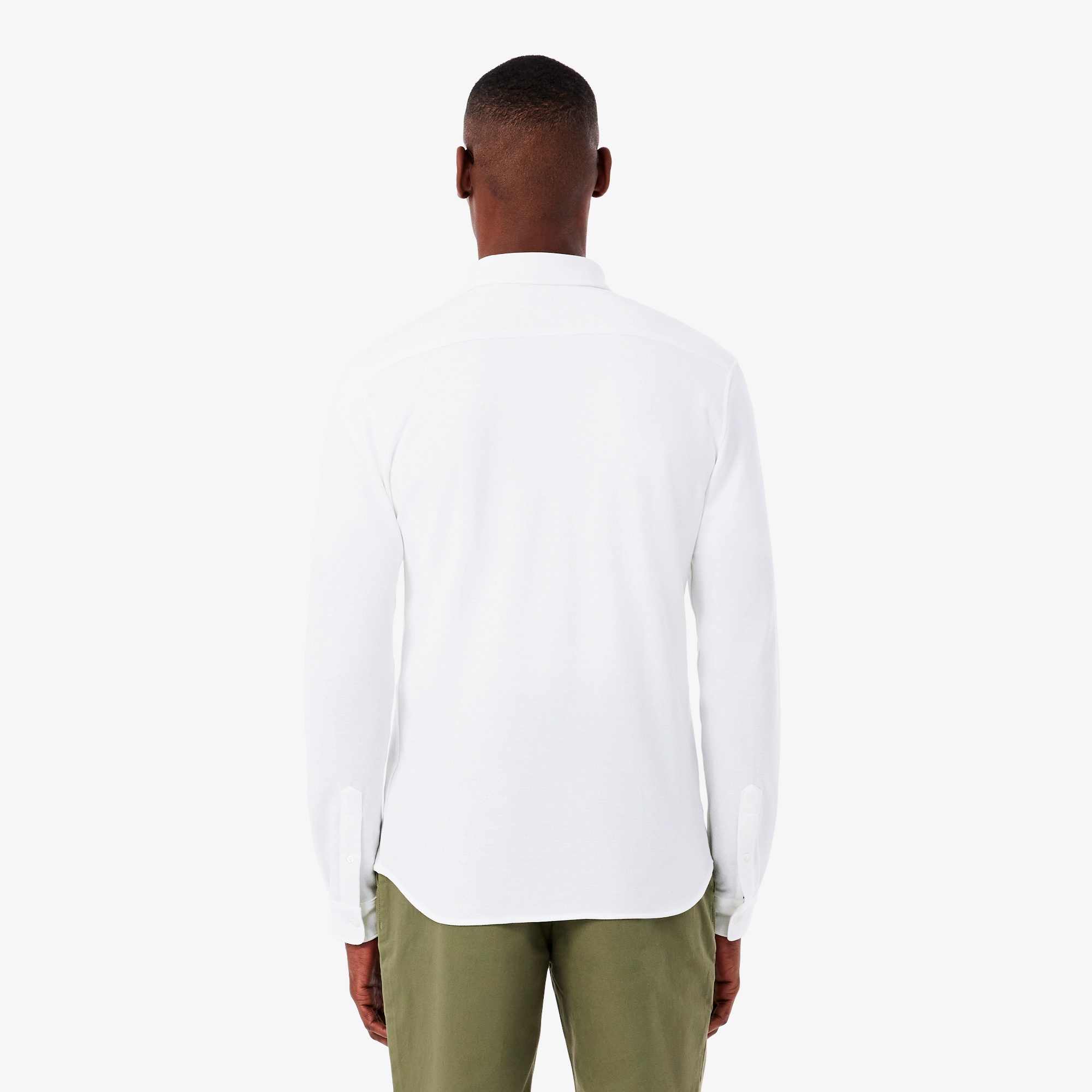 スリムフィット鹿の子地シャツ