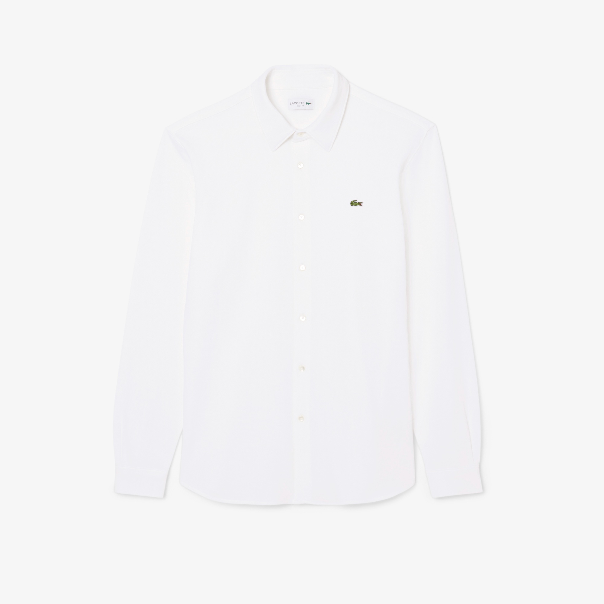 スリムフィット鹿の子地シャツ