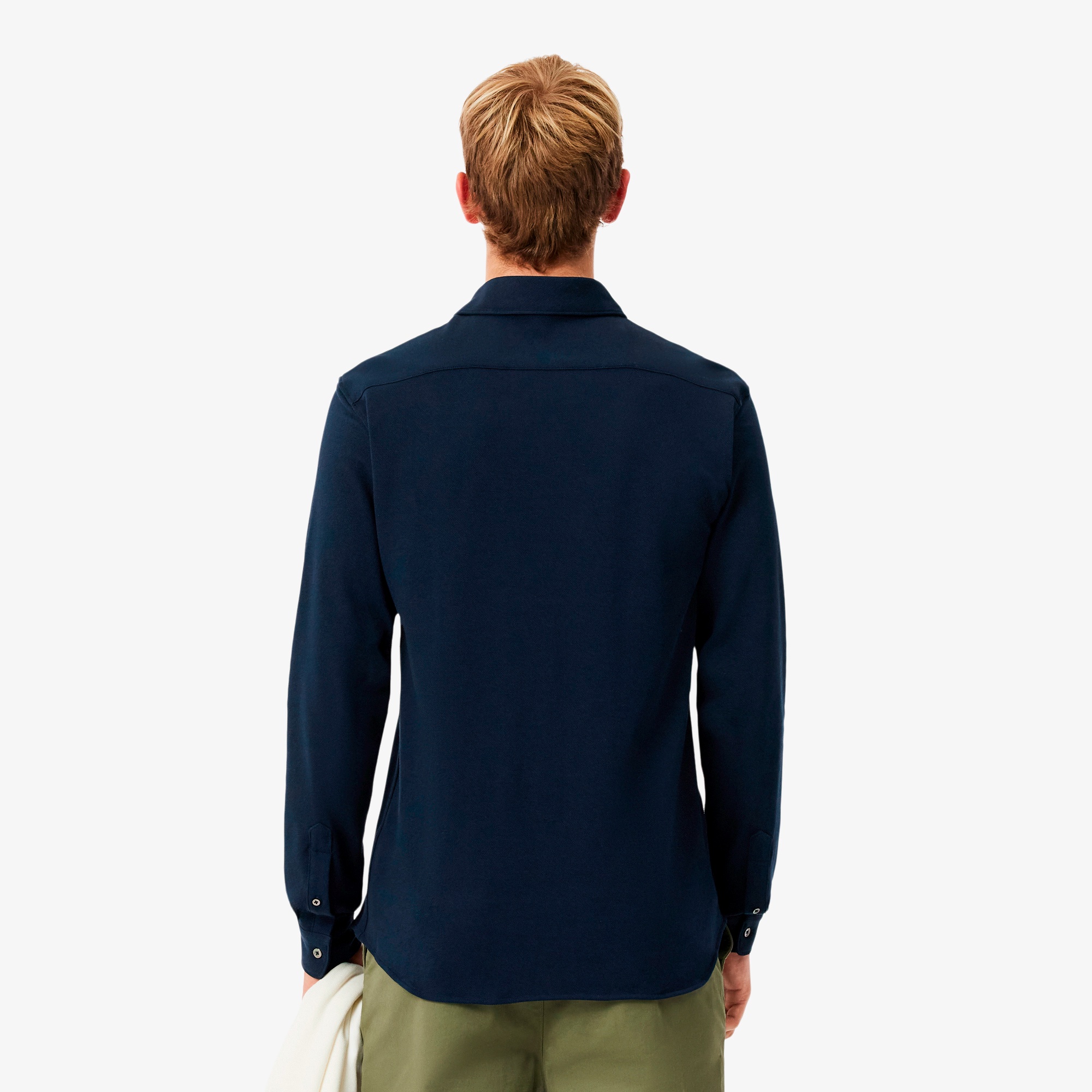 スリムフィット鹿の子地シャツ