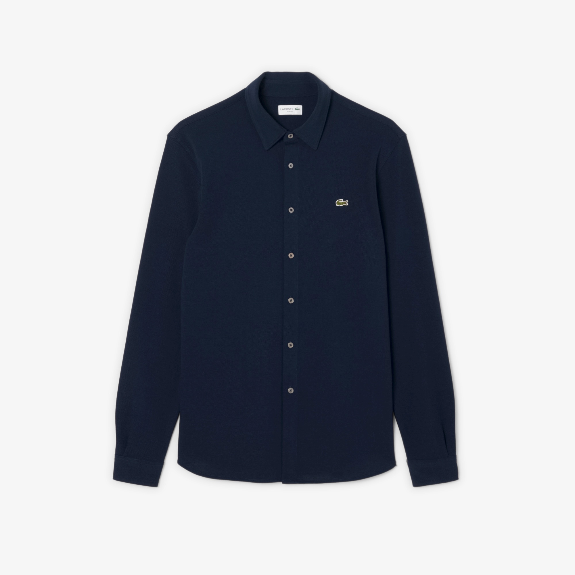 スリムフィット鹿の子地シャツ