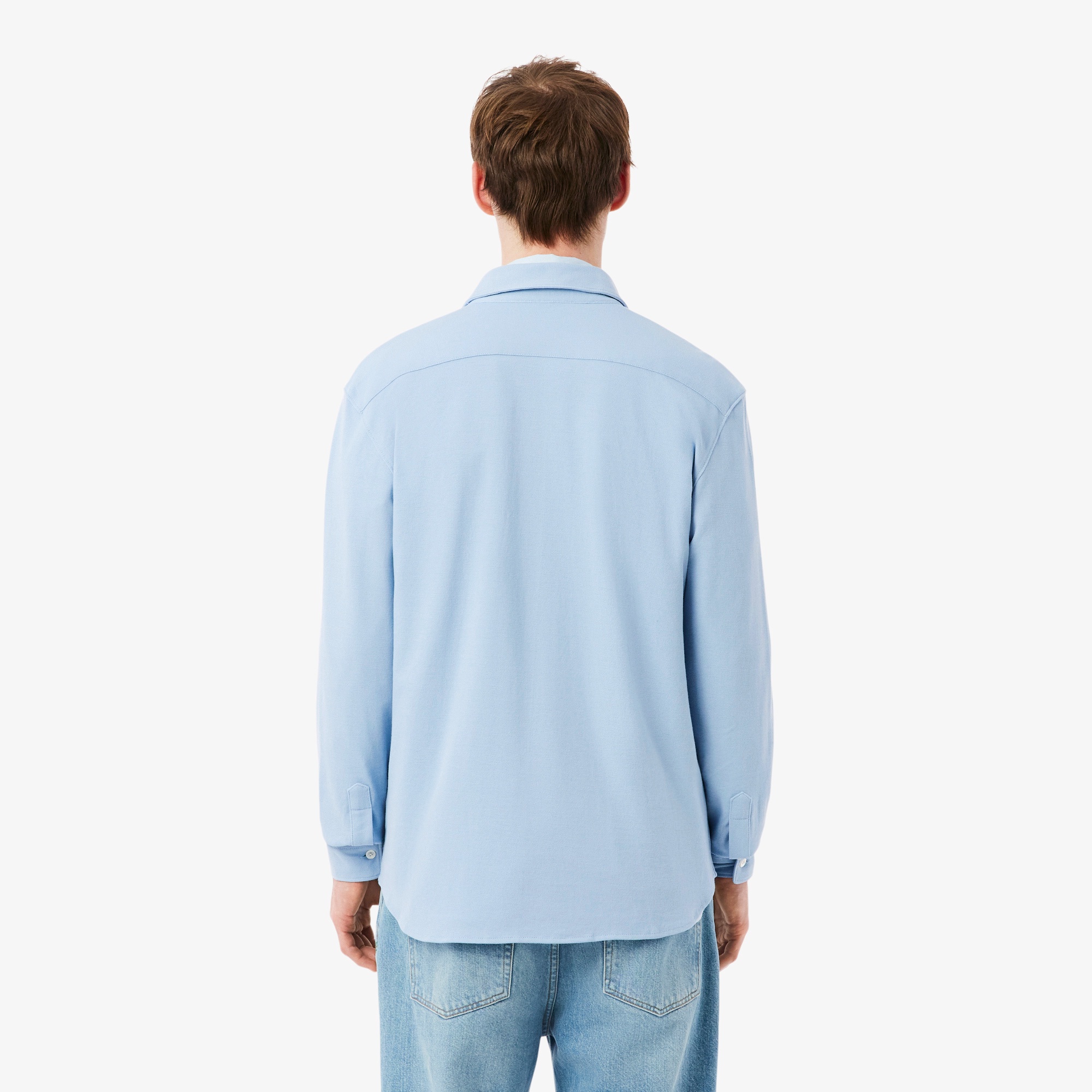 スリムフィット鹿の子地シャツ