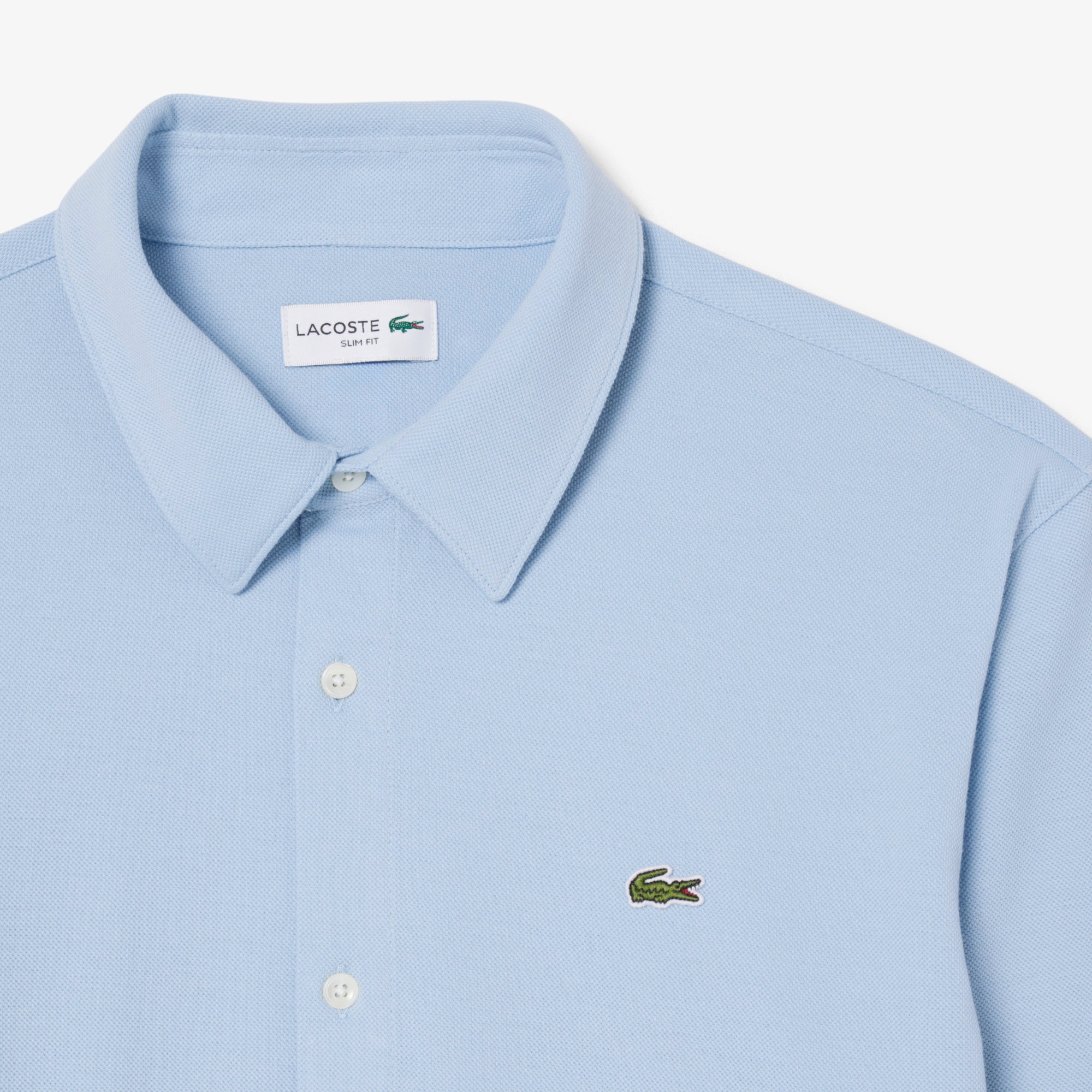 スリムフィット鹿の子地シャツ