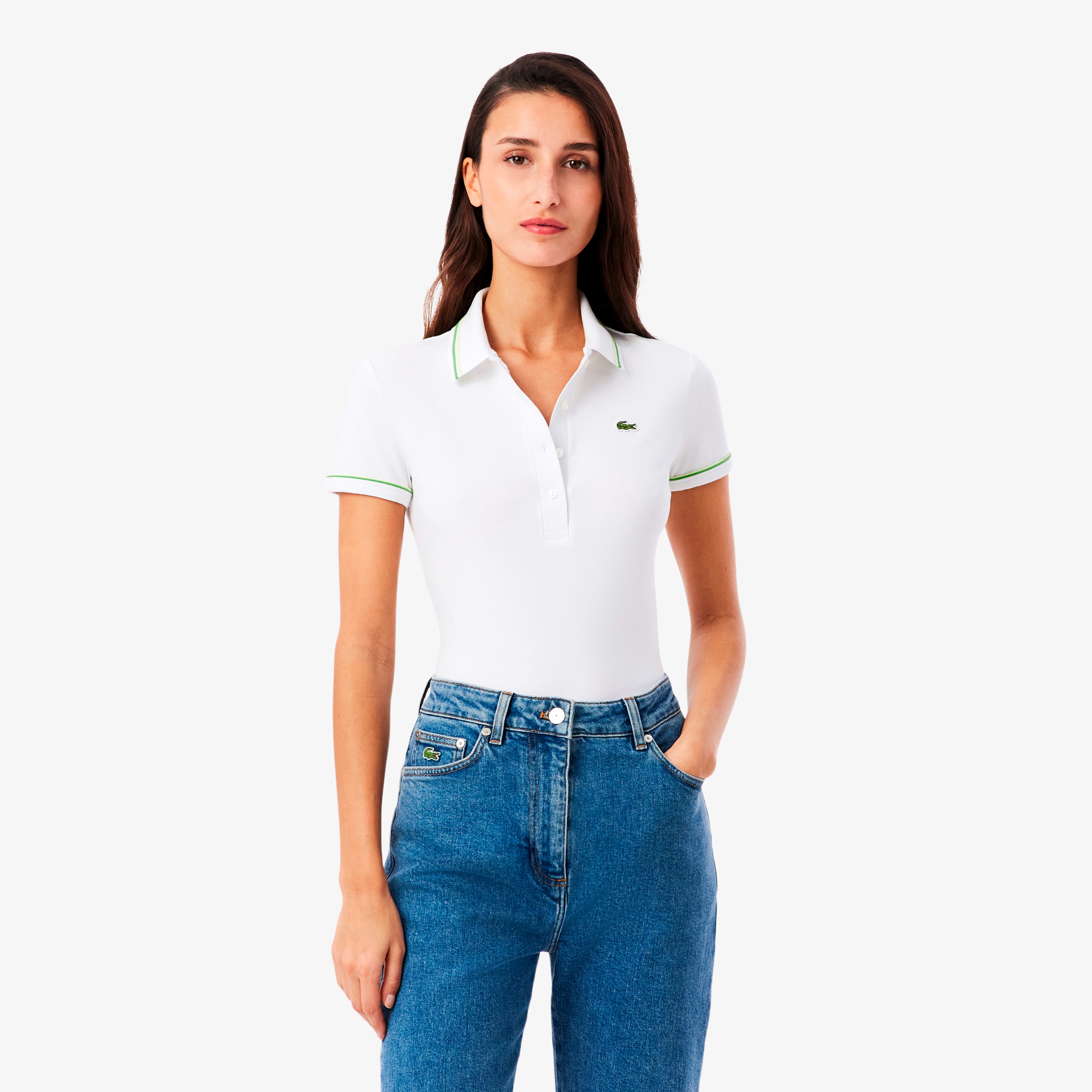 カラー＆カフスラインスリムフィットポロシャツ