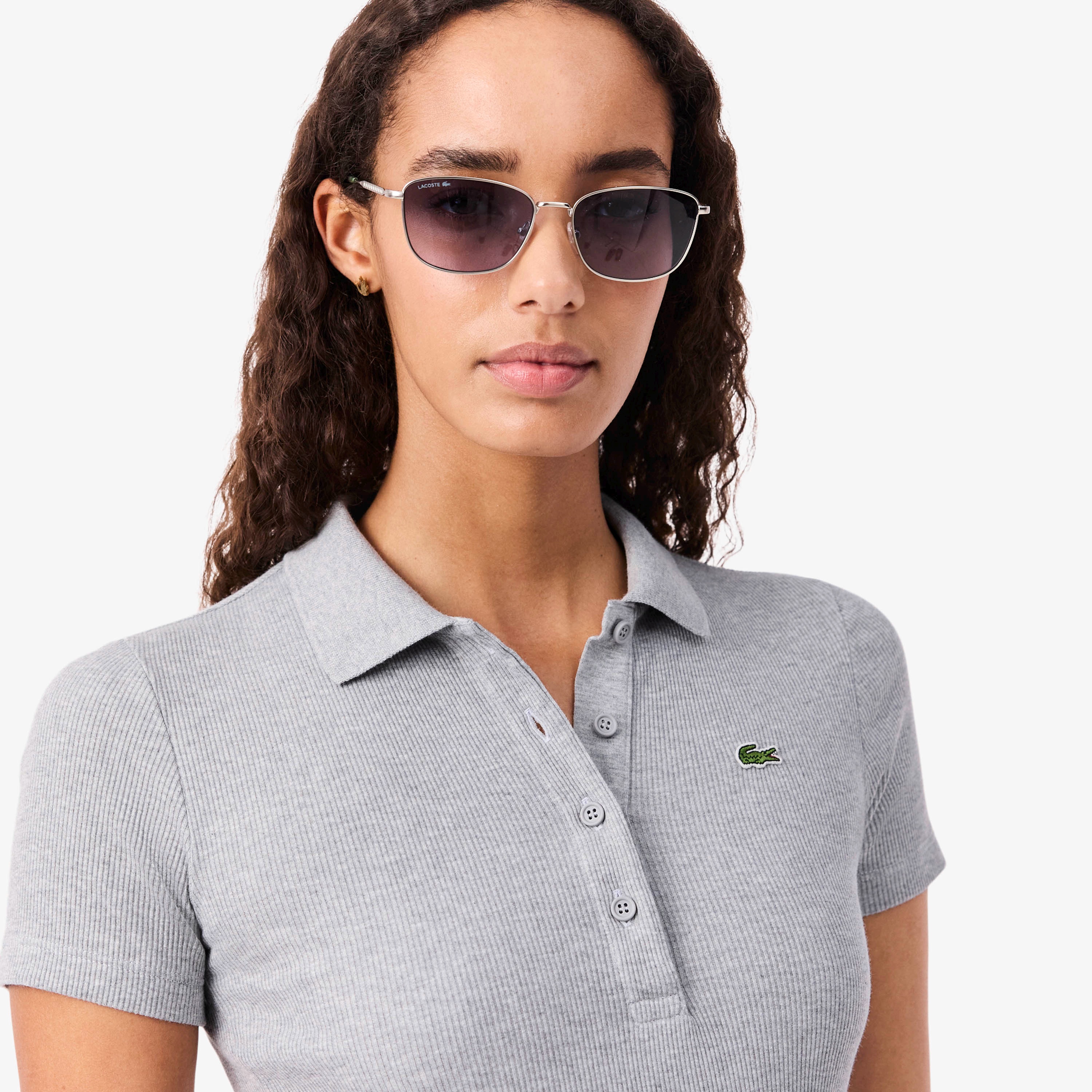 タイトフィットリブニットポロシャツ