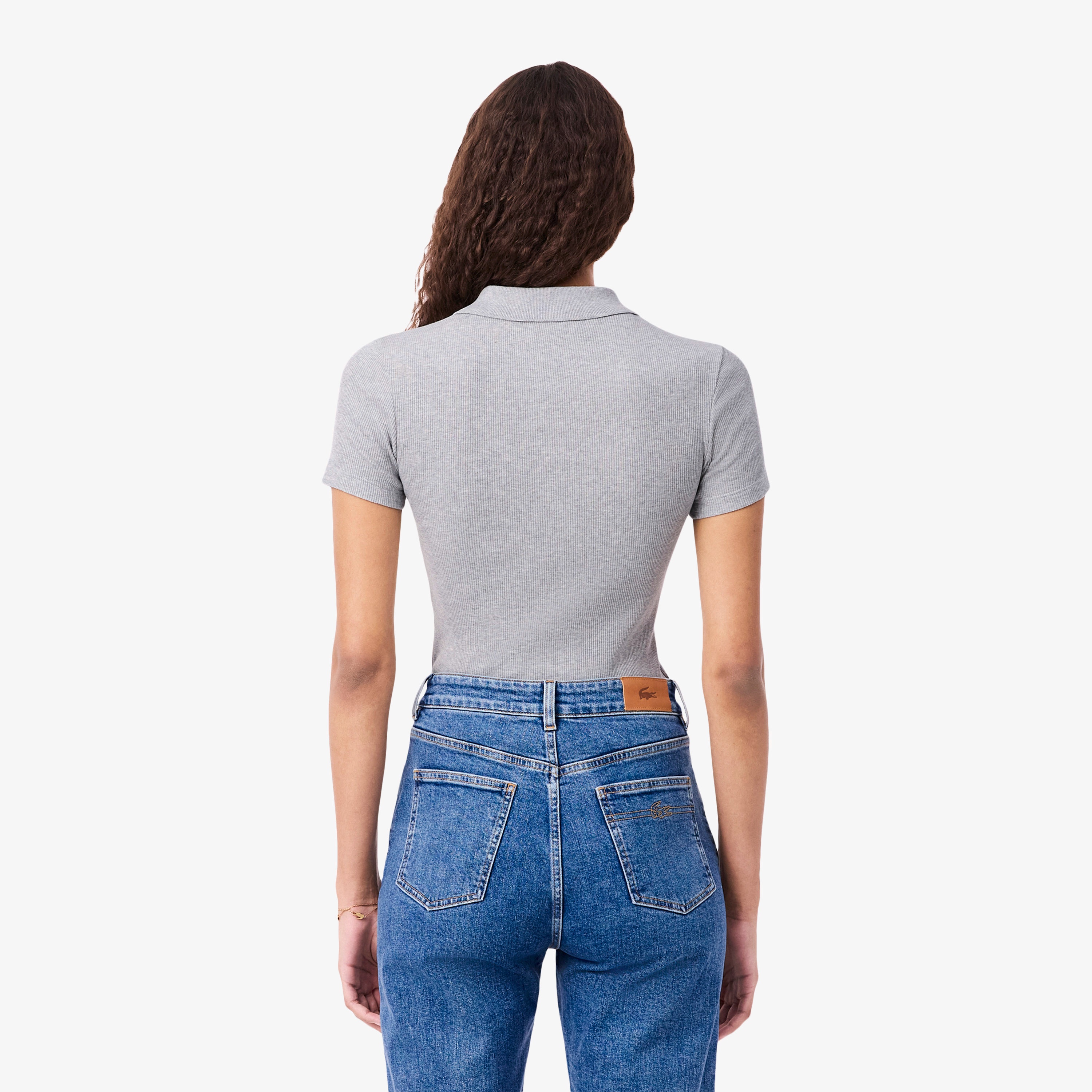 タイトフィットリブニットポロシャツ