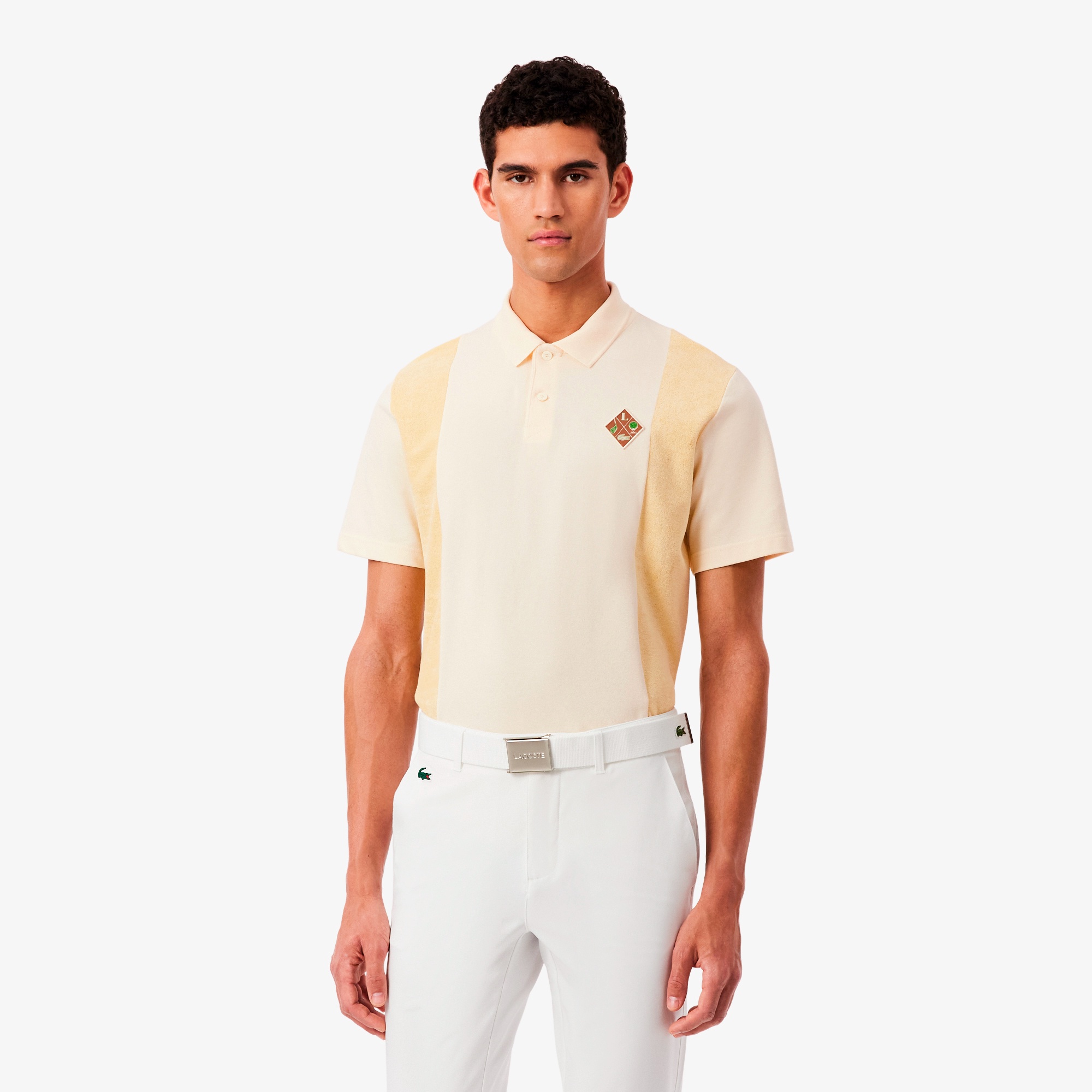 サイドパネルパイル地切り替えゴルフポロシャツ