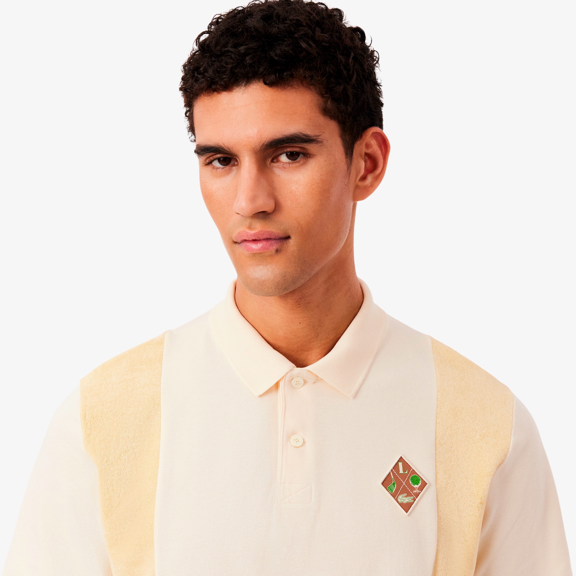 サイドパネルパイル地切り替えゴルフポロシャツ