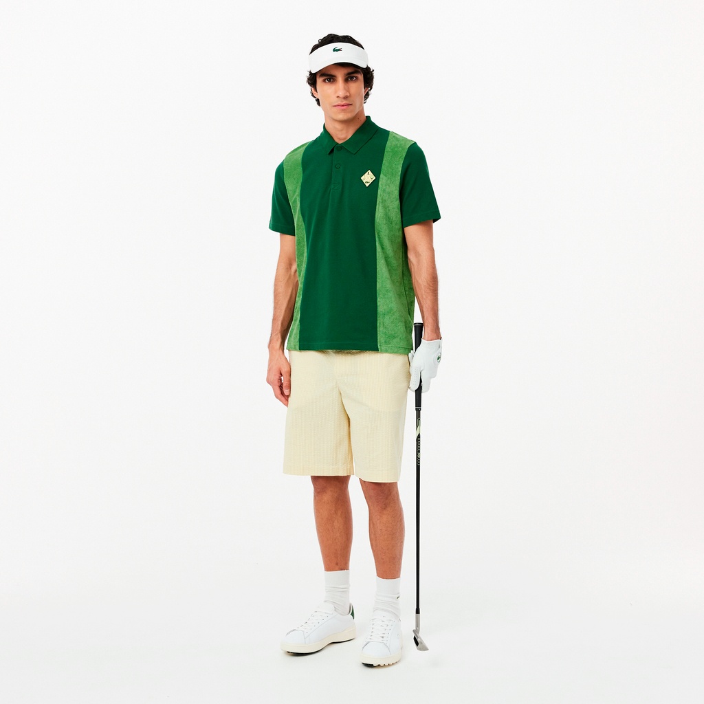 サイドパネルパイル地切り替えゴルフポロシャツ