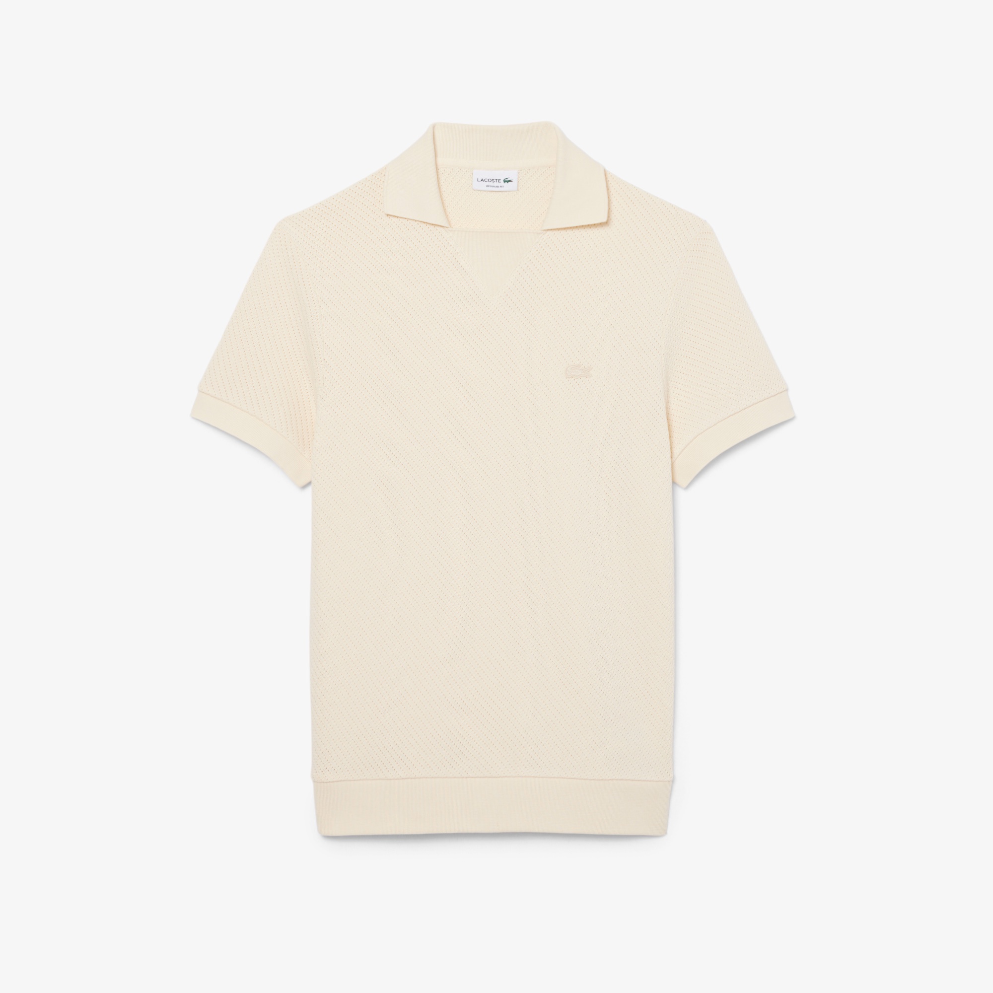 メッシュニットボタンレスポロシャツ