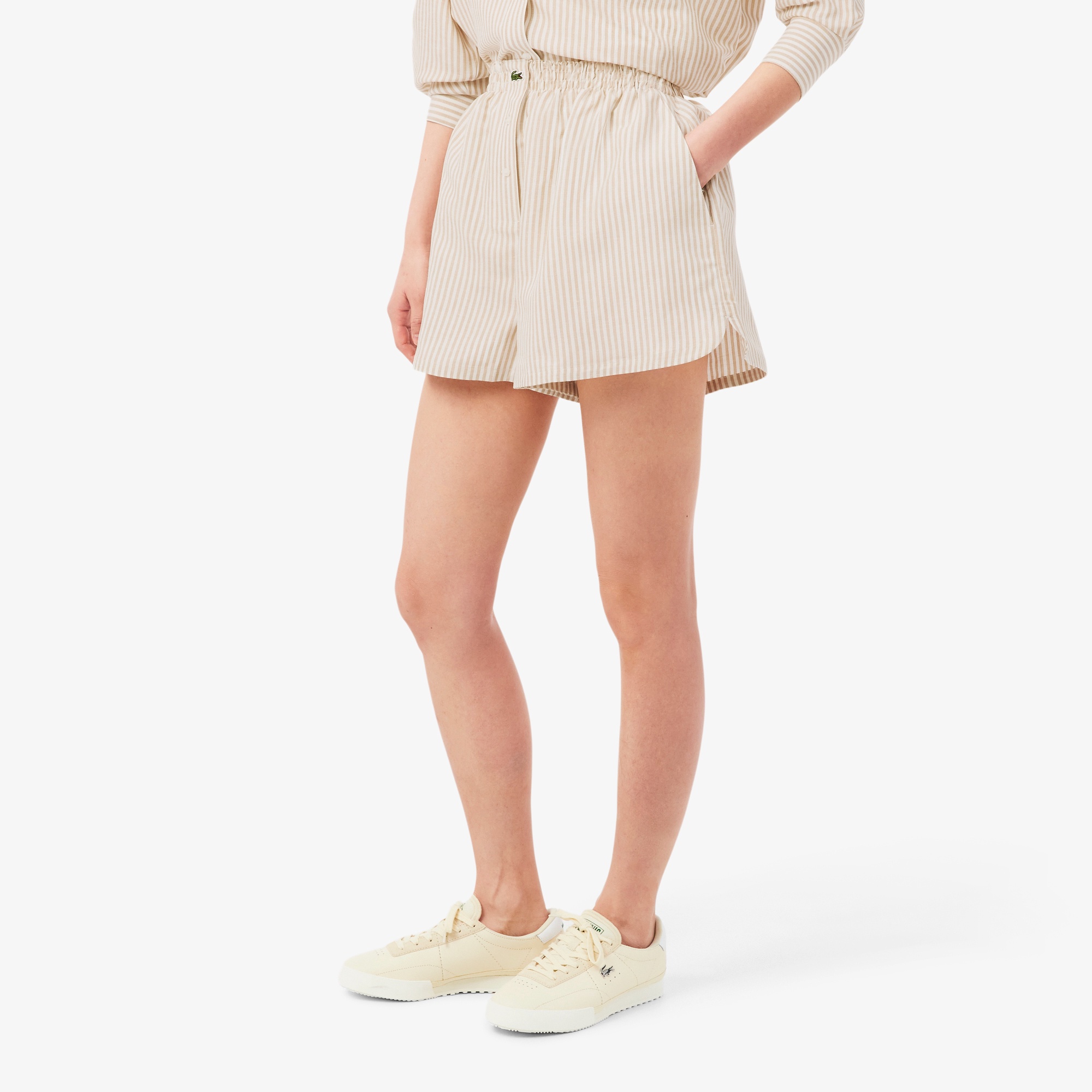 リネン×リヨセルブレンドストライプショーツ