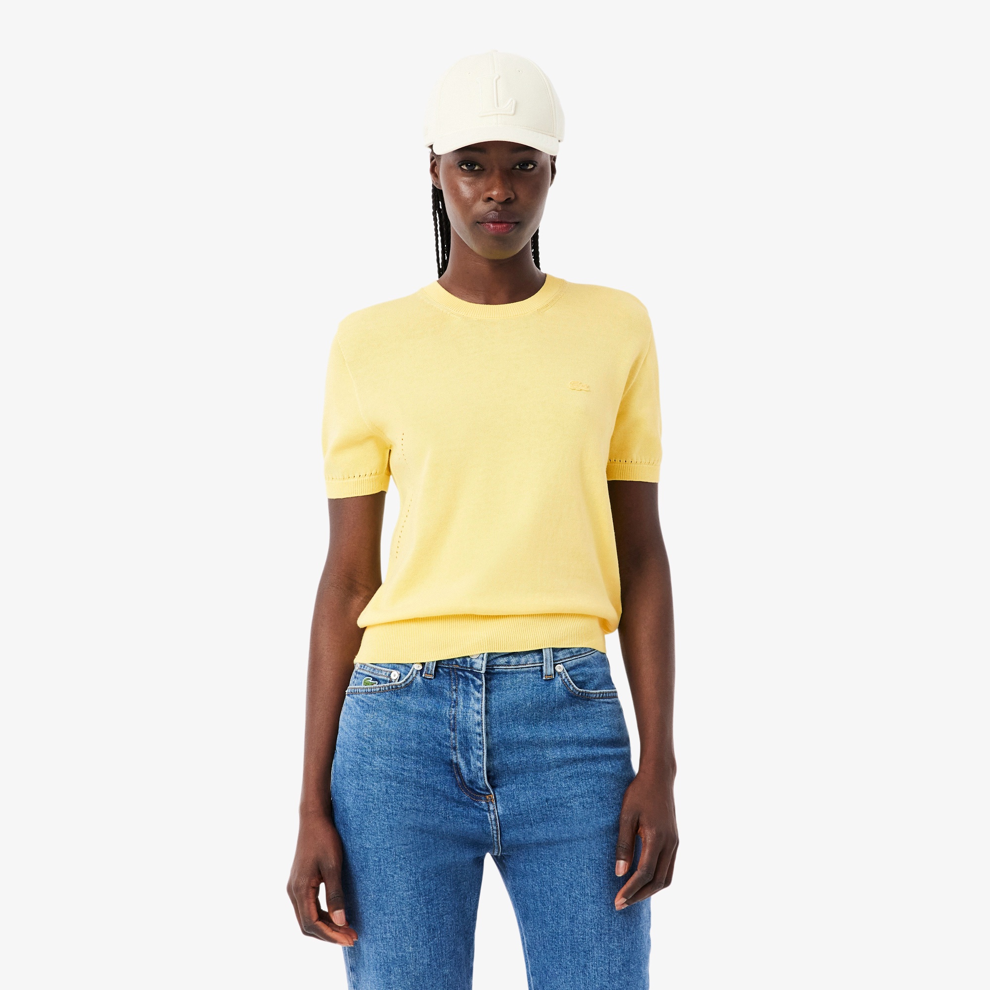 シームレス3Dニット半袖セーター