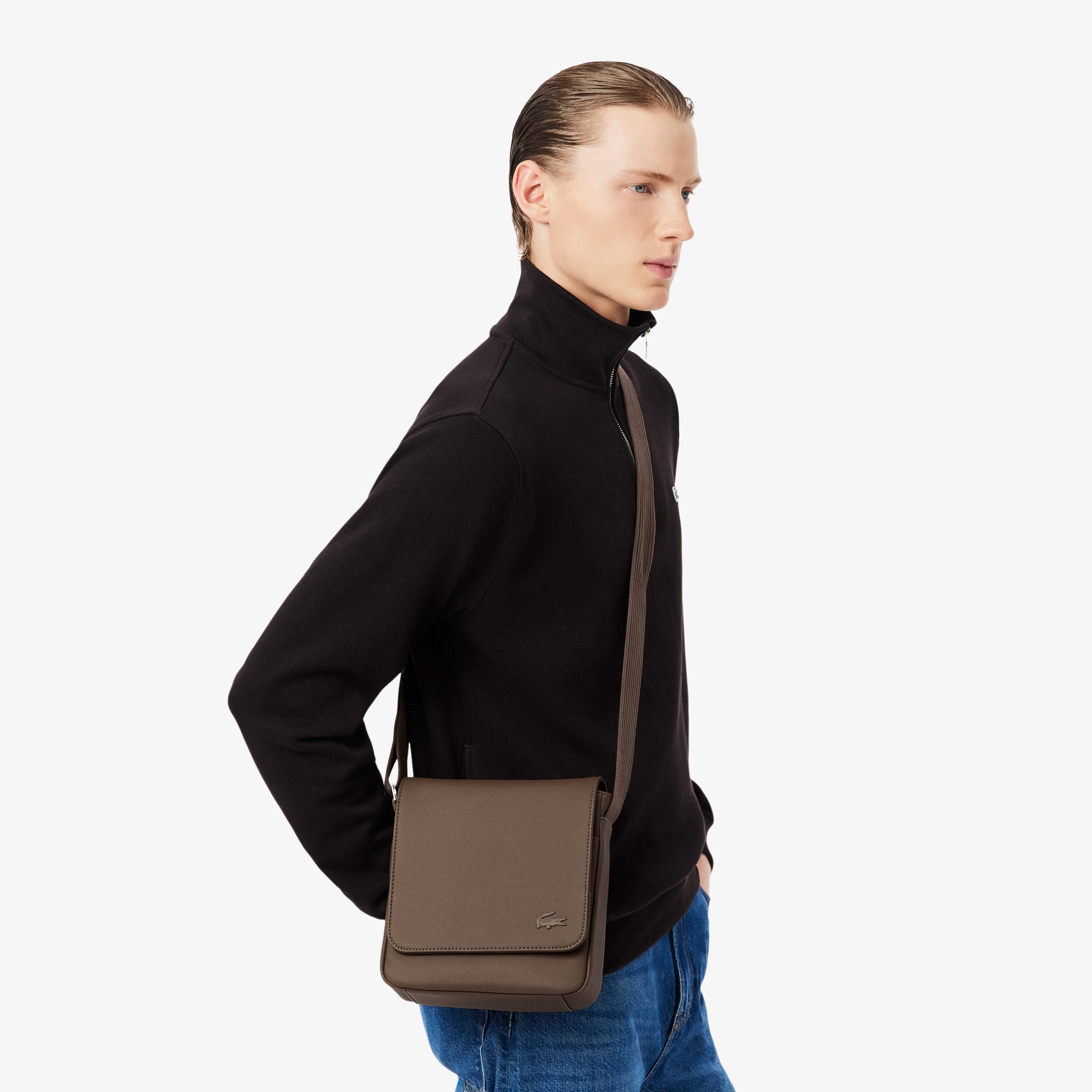 メンズクラシック スリムフラップサッチェルバッグ