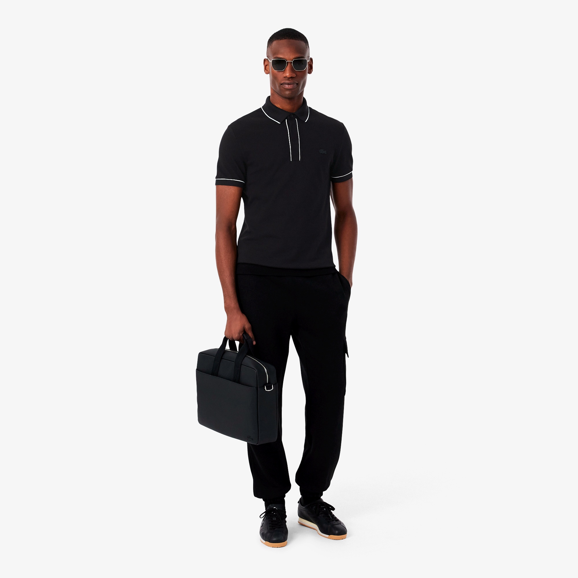 配色パイピング比翼ポロシャツ