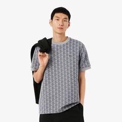 ラコステ　LACOSTE モノグラムポロシャツtシャツus xs LACOSTE（ラコステ） ポロシャツ モノグラムジャカード半袖ポロシャツ