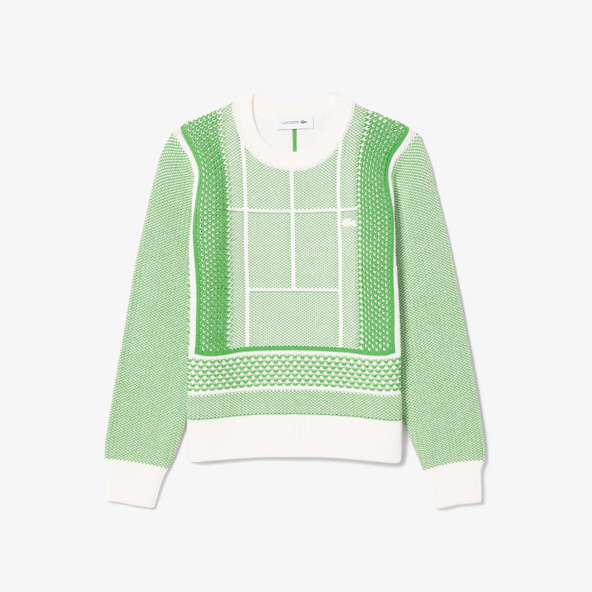 テニスコートモチーフ ジャカードニットセーター