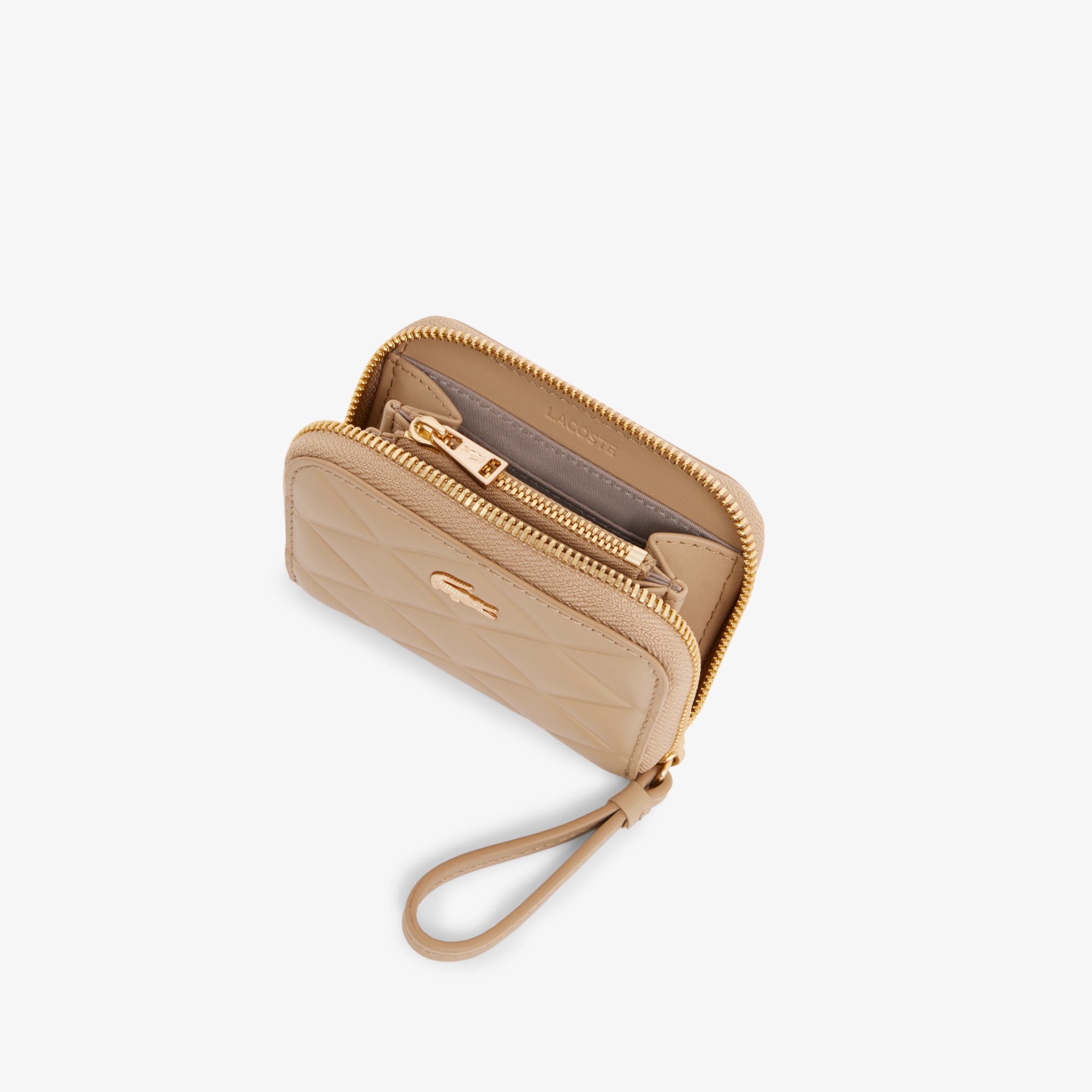 クロコダイル キルティングレザーラウンドジップミニウォレット